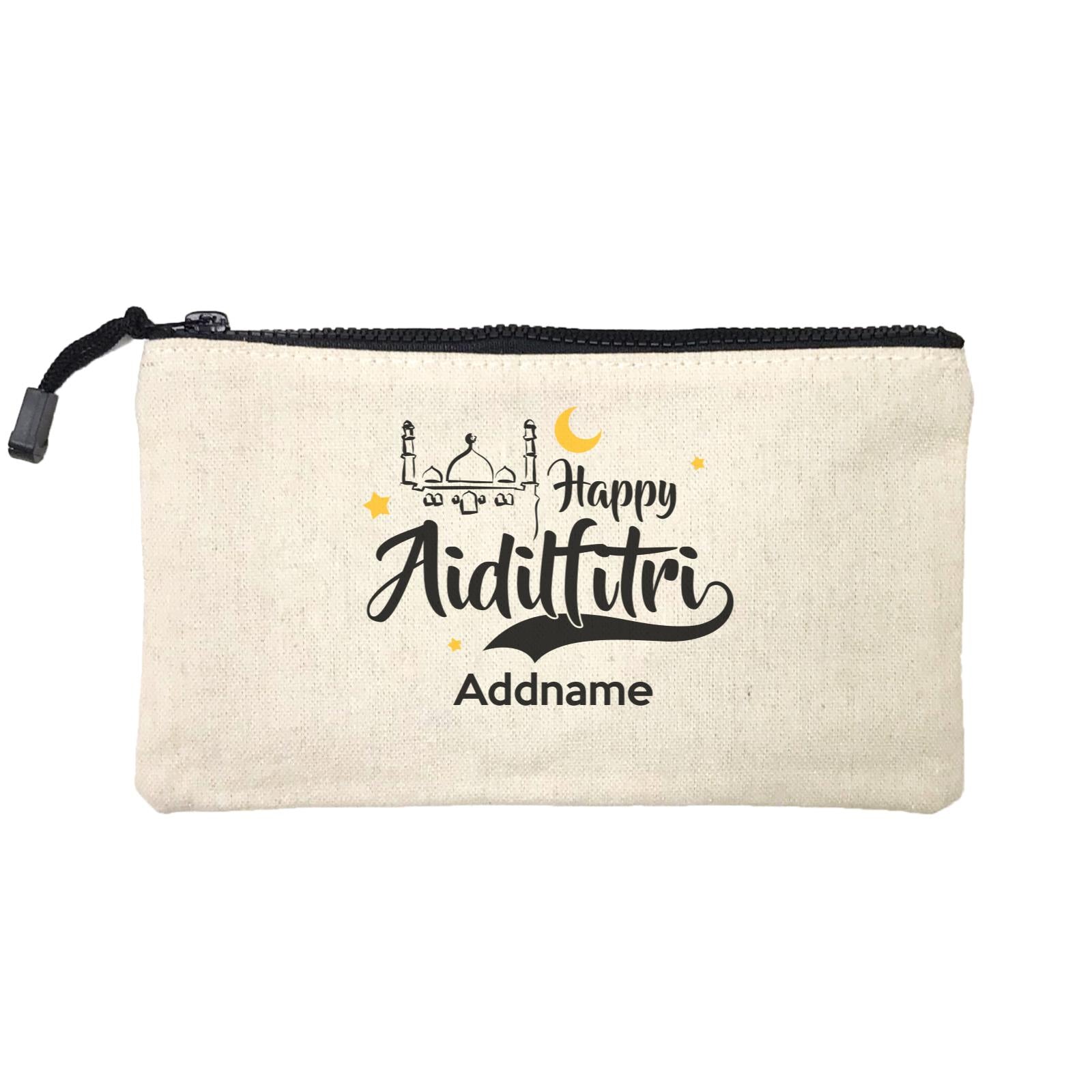Raya Typography Doodle Mosque Happy Aidilfitri Addname Mini Accessories Stationery Pouch