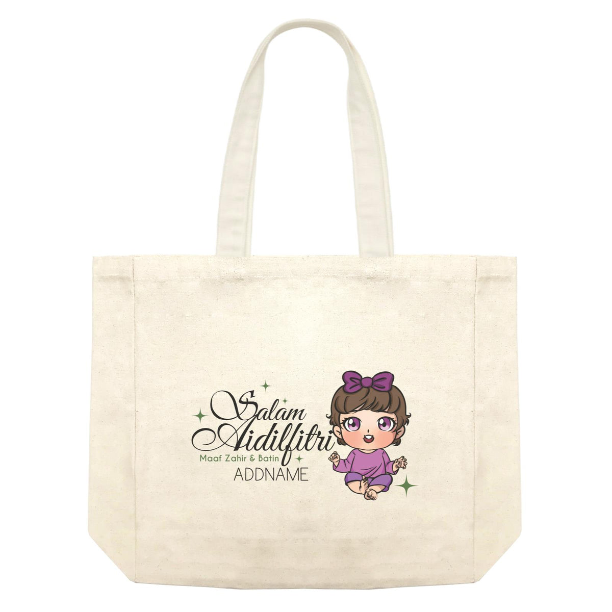 Raya Chibi Wishes Baby Girl Addname Wishes Everyone Salam Aidilfitri Maaf Zahir &amp; Batin Accessories Shopping Bag