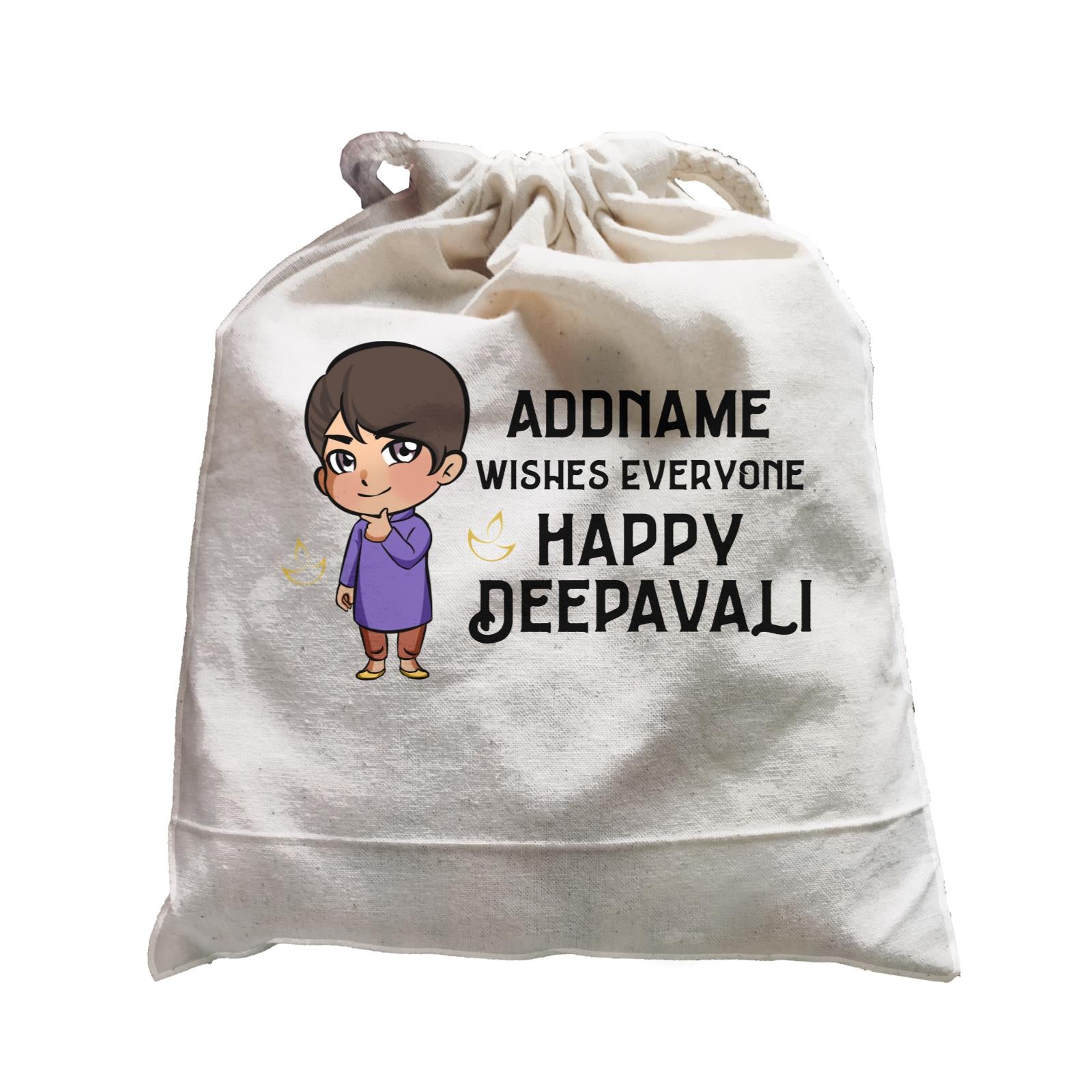 Deepavali Chibi Little Boy Addname Wishes Everyone Deepavali Satchel