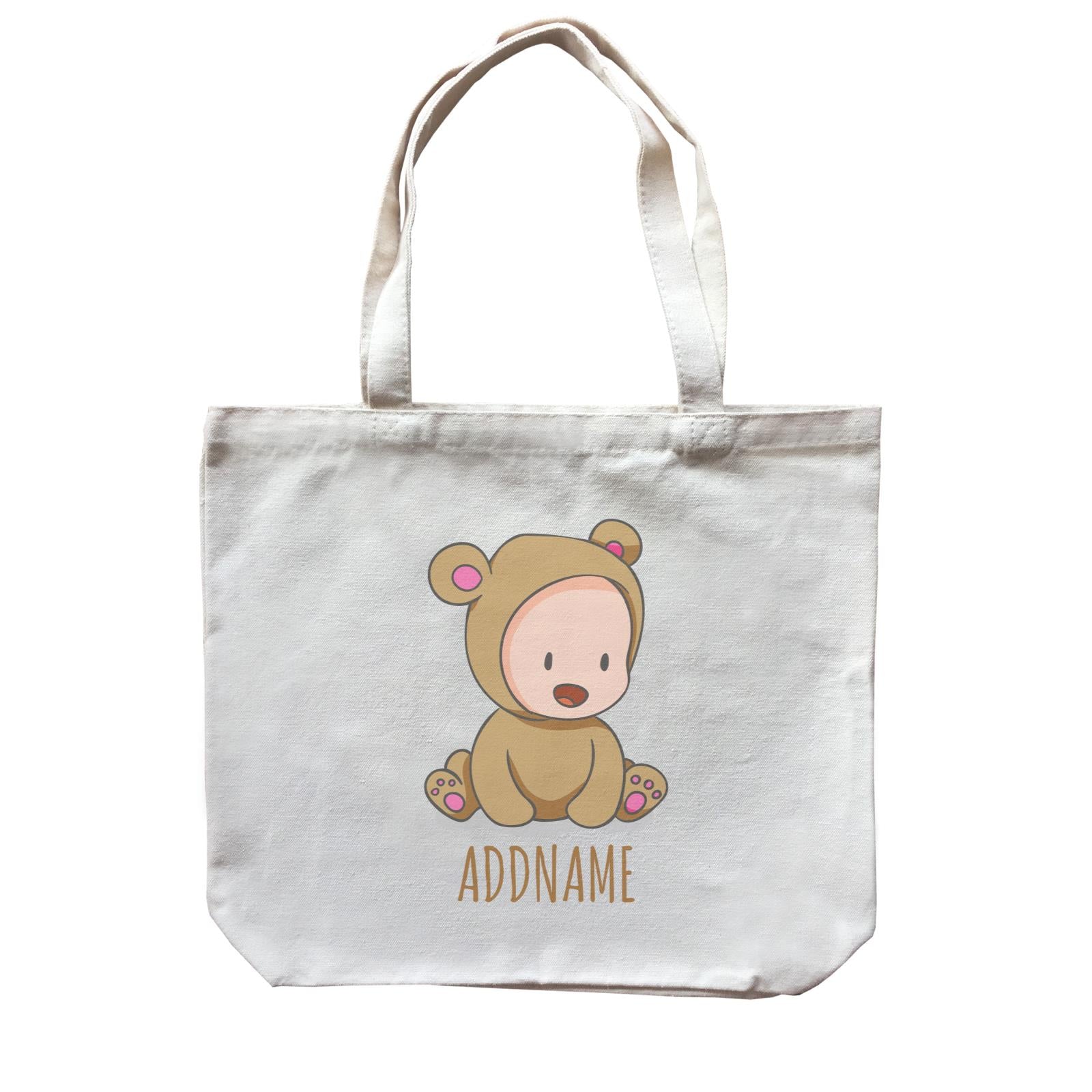 Cute Baby in Brown Bear Suit Addname Canvas Bag