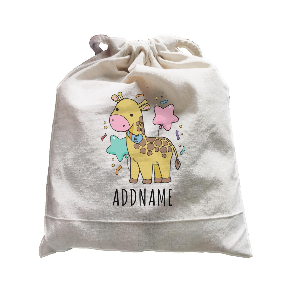 Birthday Sketch Animals Giraffe with Party Horn Addname Satchel