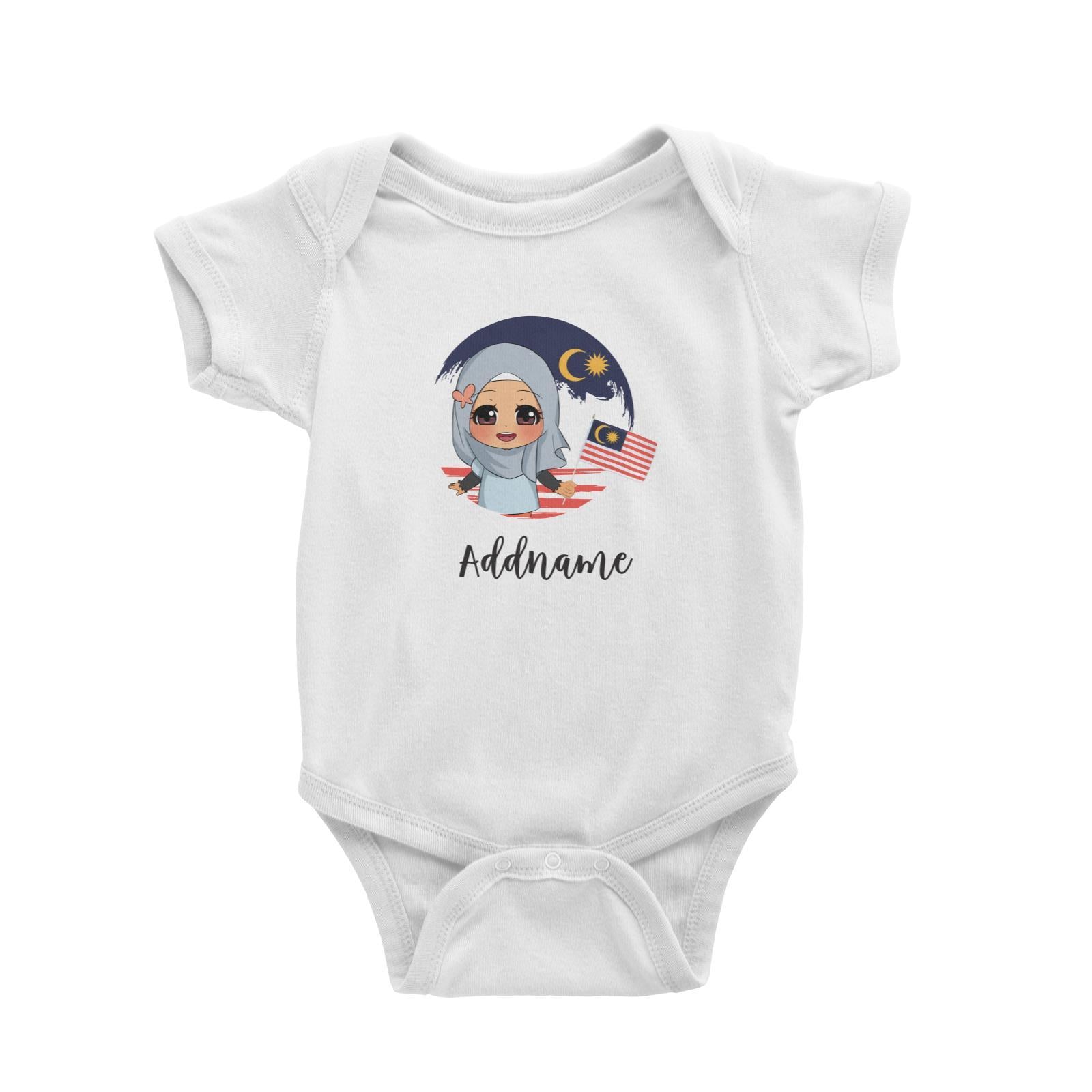 Merdeka Series Round Flag Malay Girl Addname Baby Romper