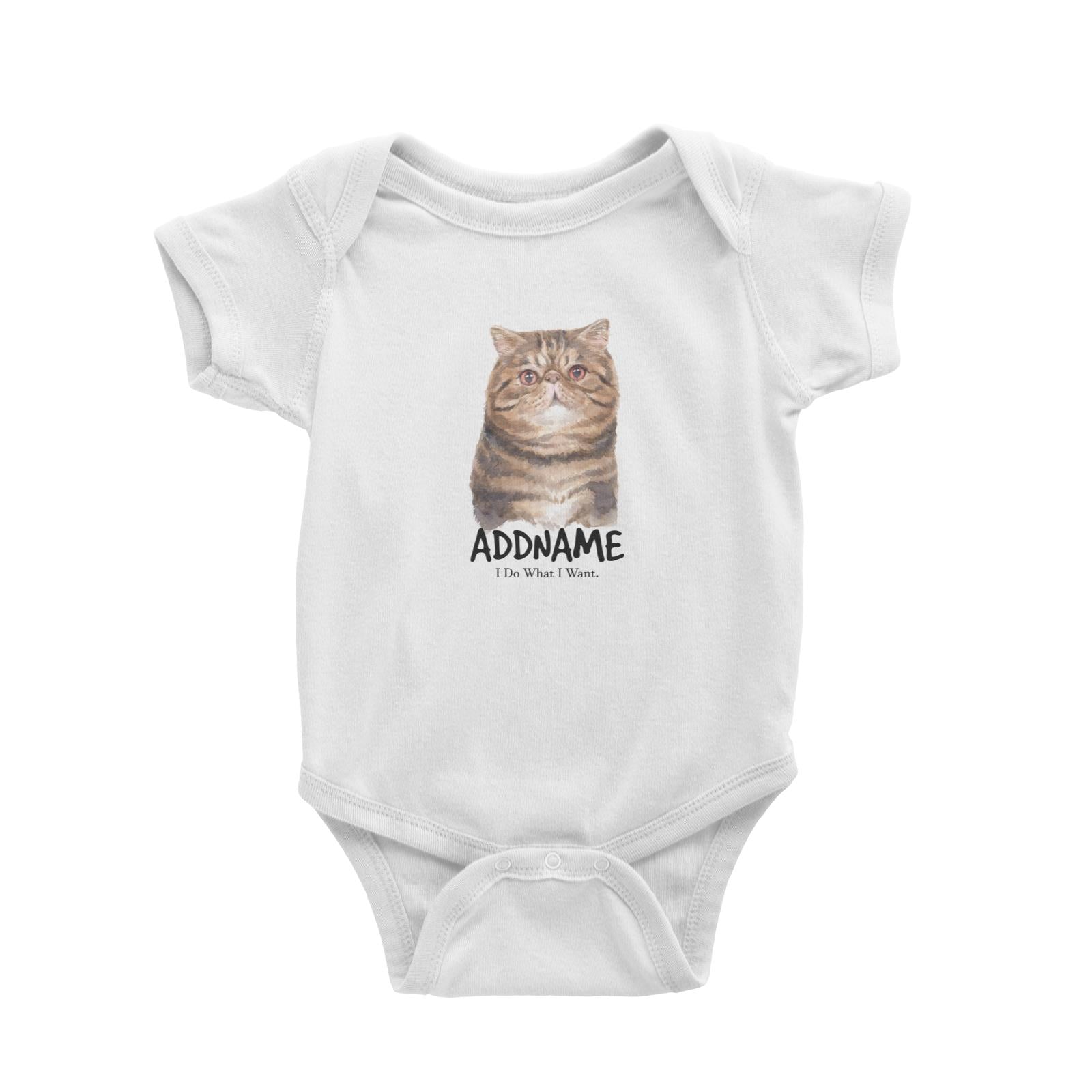 Watercolor Cat Exotic Shorthair I Do What I Want Addname Baby Romper