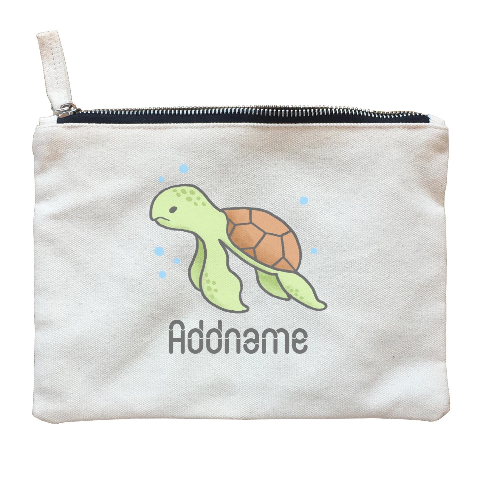 Cute Hand Drawn Style Turtle Addname Zipper Pouch