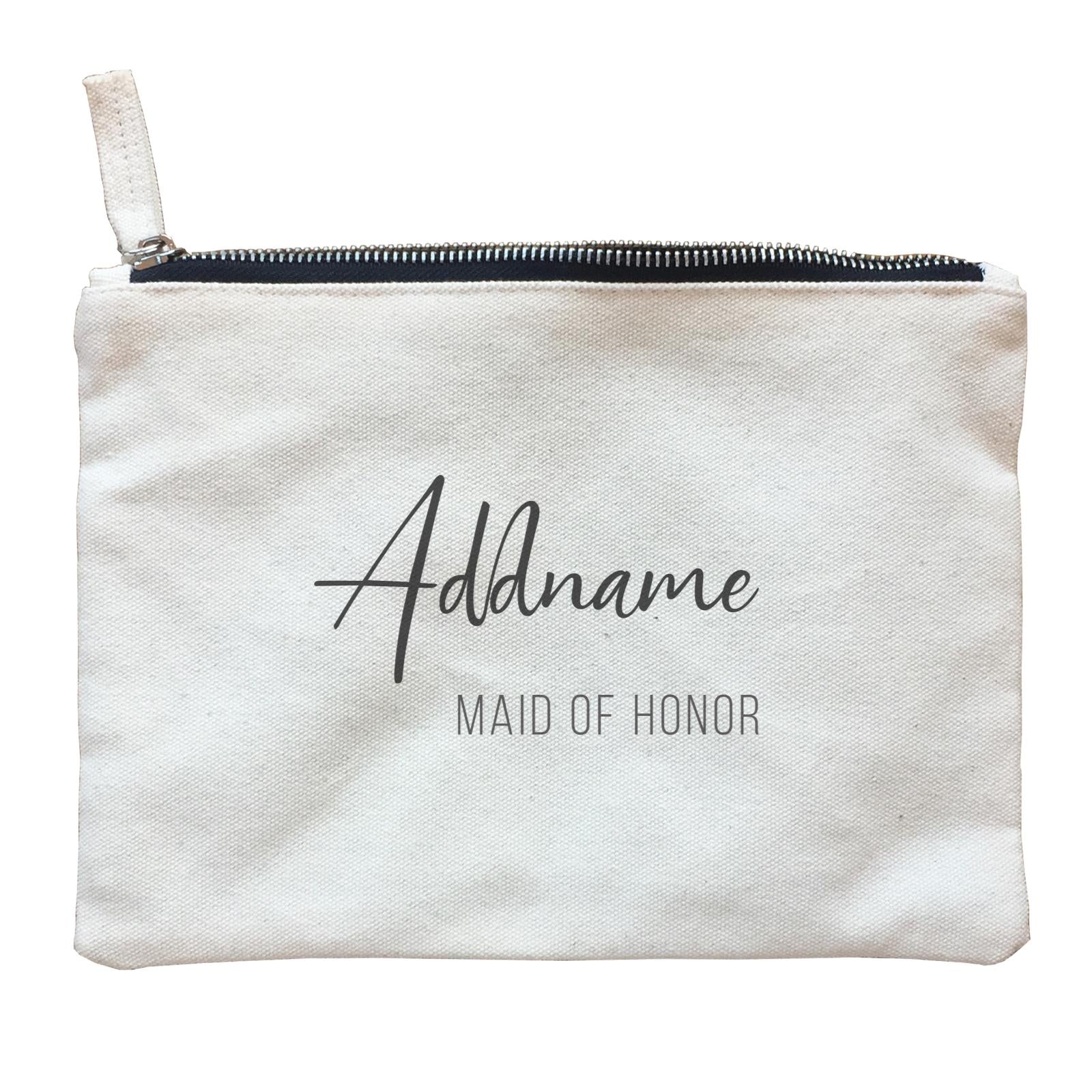 Bridesmaid Calligraphy Addname Modern Maid Of Honour Accessories Zipper Pouch