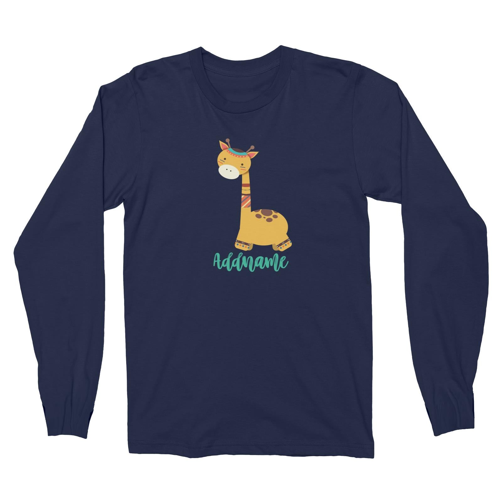 Animal Tribal Giraffe Addname Long Sleeve Unisex T-Shirt