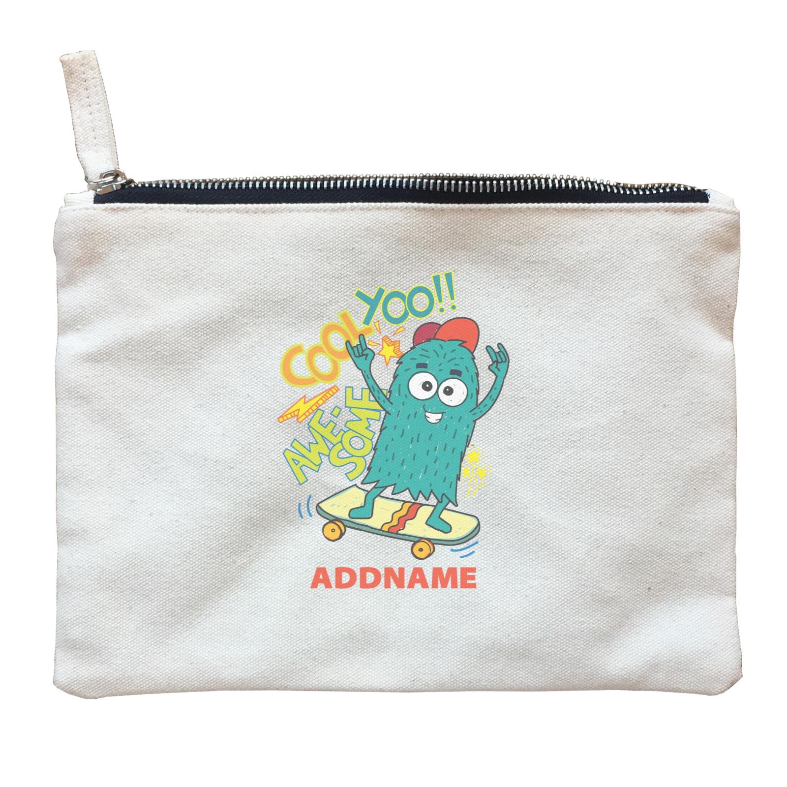 Cool Cute Monster Cool Yoo Awesome Skateboard Monster Addname Zipper Pouch