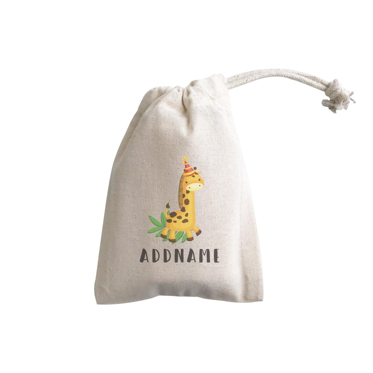 Birthday Safari Giraffa Wearing Party Hat Addname GP Gift Pouch