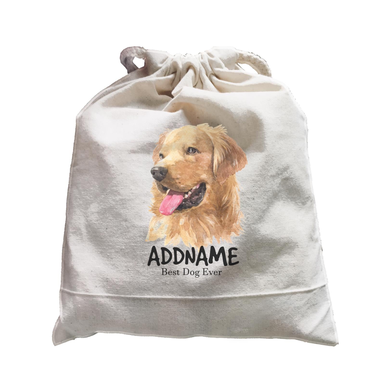 Watercolor Dog Golden Retriever Left Best Dog Ever Addname Satchel