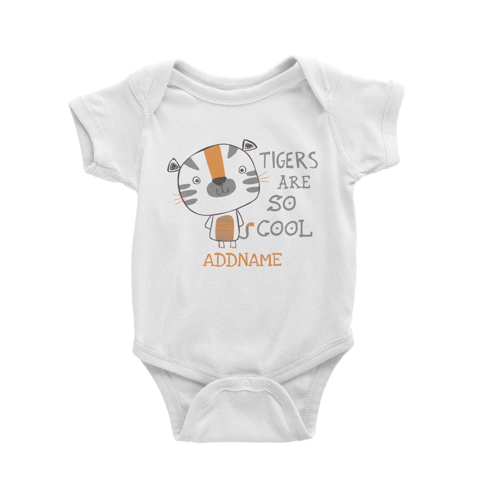 Tigers Are So Cool Addname White Baby Romper