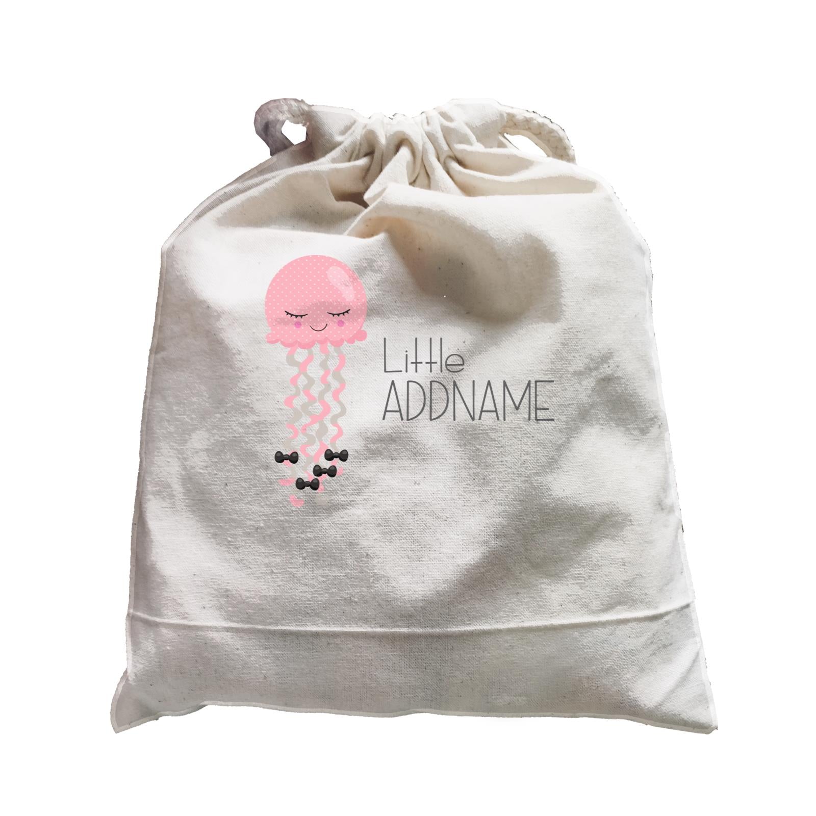 Nursery Animals LIttle Pink Jellyfish with Ribbons Addname Satchel