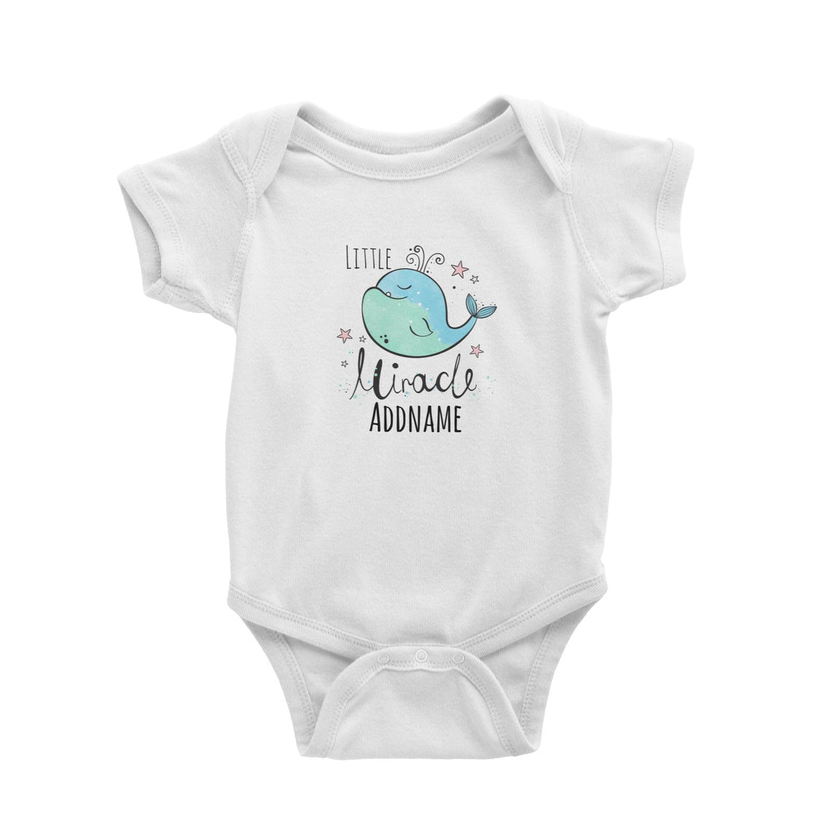 Drawn Ocean Elements Little Miracle Whale Addname Baby Romper