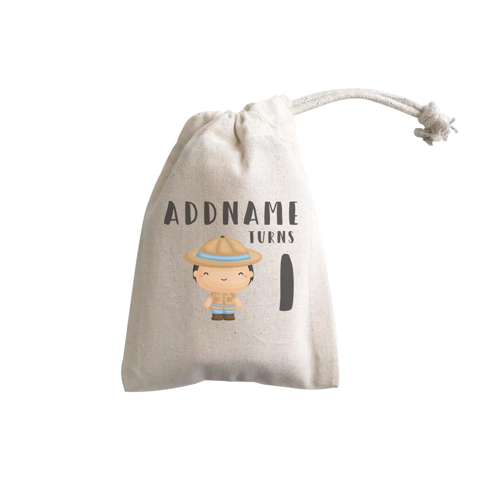 Birthday Safari Little Explorer Baby Boy Addname Turns 1 GP Gift Pouch