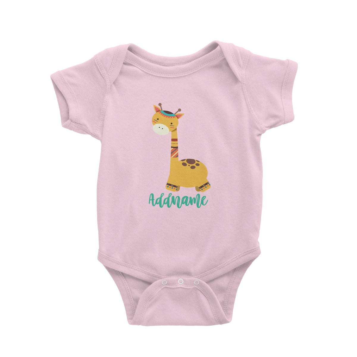 Animal Tribal Giraffe Addname Baby Romper