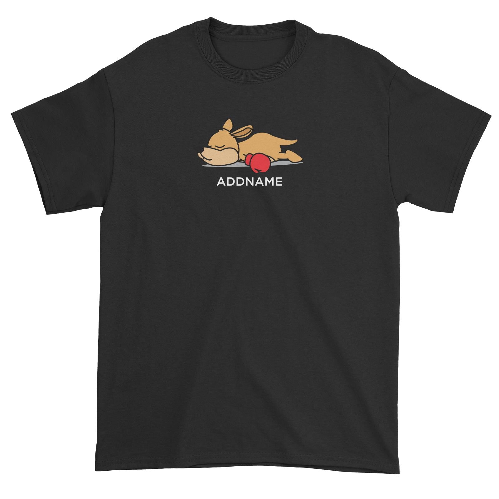 Lazy Kangaroo with Boxing Glove Addname Unisex T-Shirt