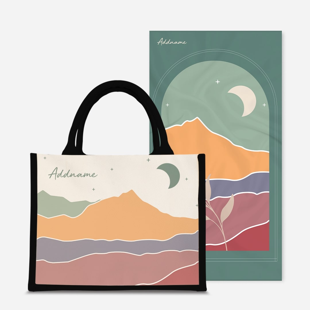 Kaira Series Prayer Mat with Half Lining Small Jute Bag-Akhdar