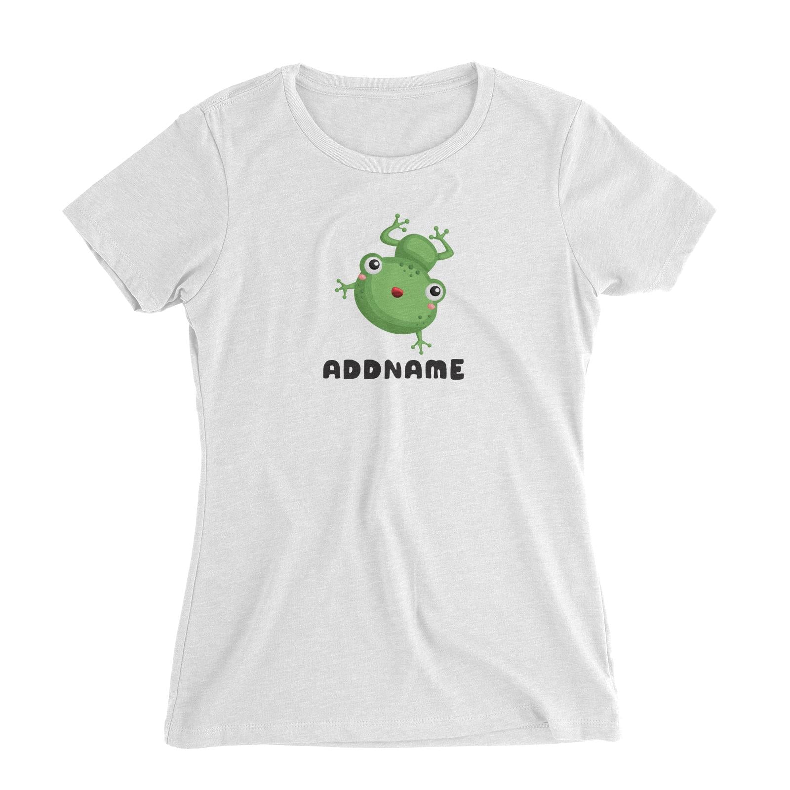 Birthday Frog Frog Happy Jumping Addname Women's Slim Fit T-Shirt