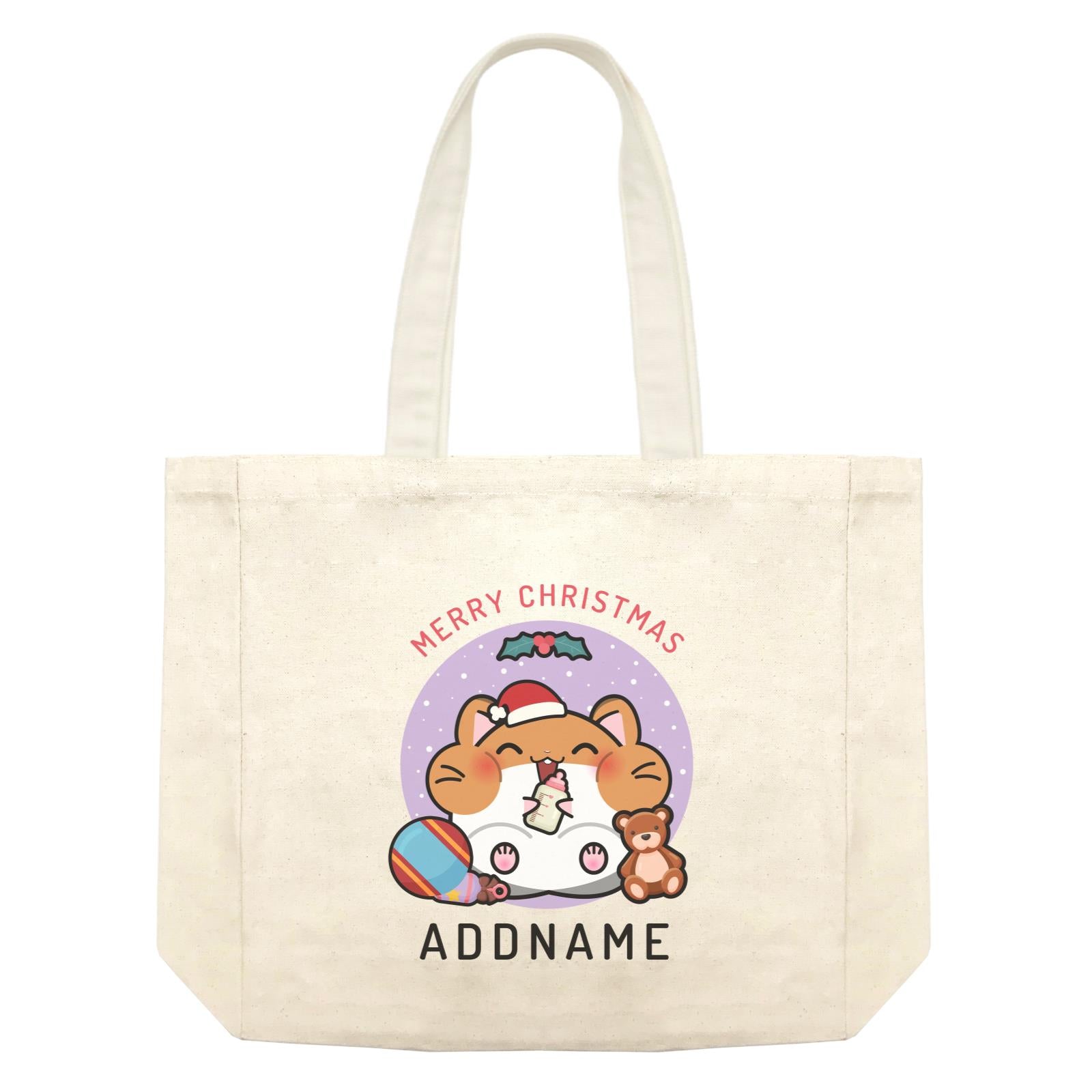 Merry Christmas Cute Santa Baby Hamster Shopping Bag
