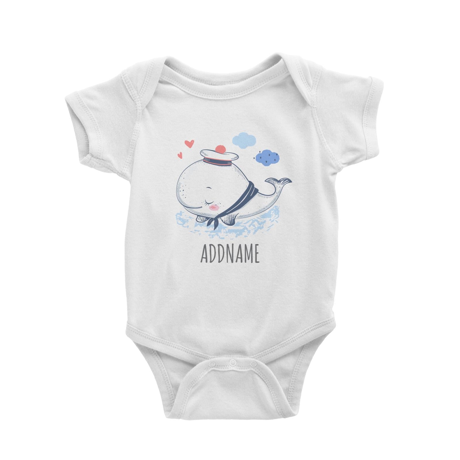 Sailor Whale White Baby Romper Personalizable Designs Cute Sweet Animal HG