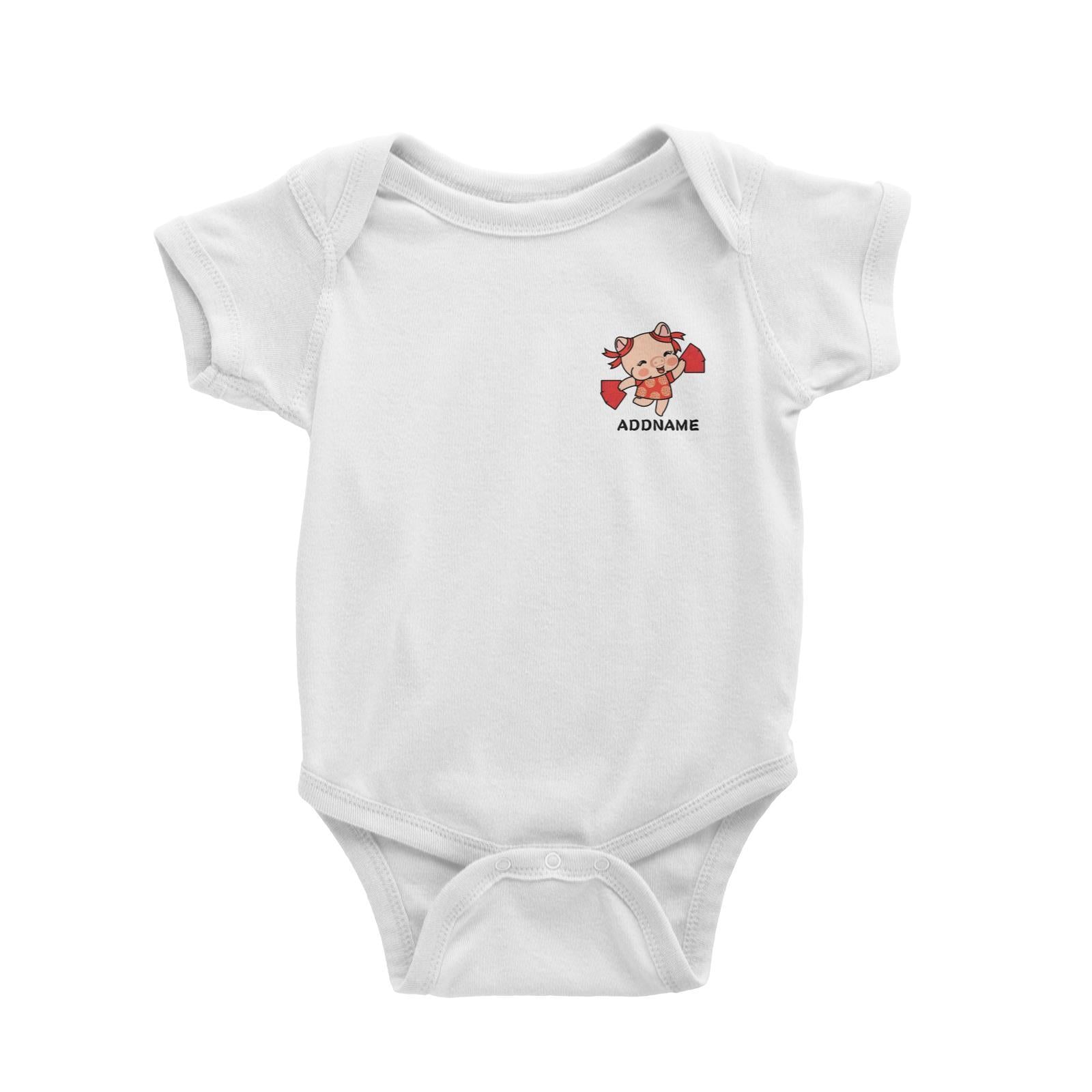 Properity Pig Girl with Red Packets Pocket Design Baby Romper