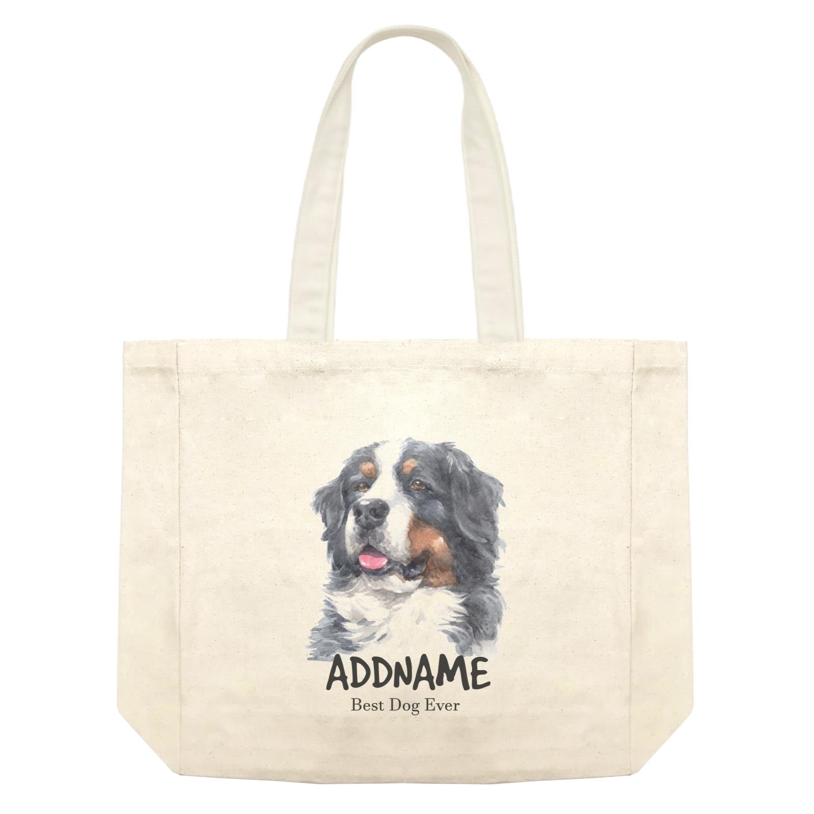 Watercolor Dog Bernese Mountain Best Dog Ever Addname Shopping Bag
