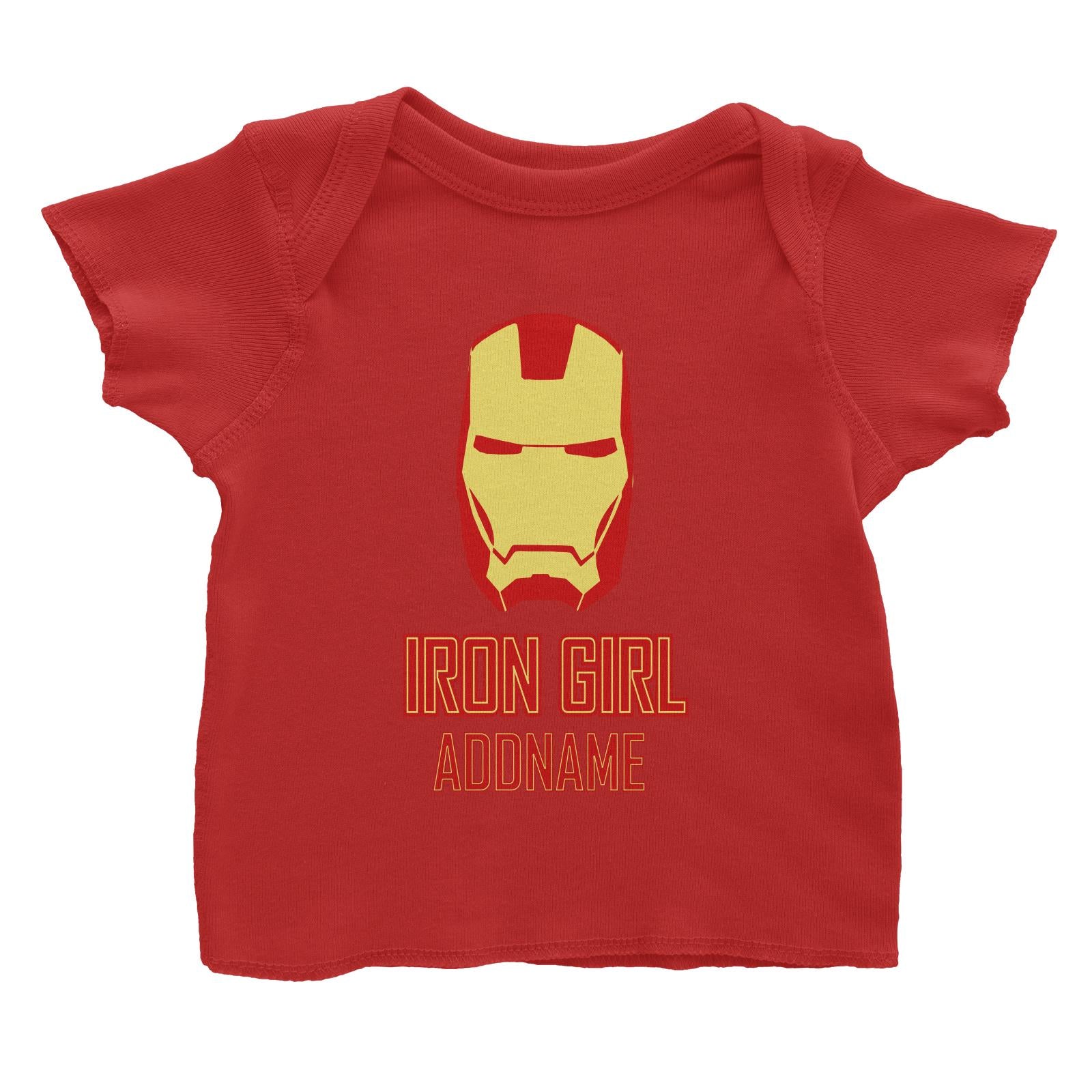 Superhero Iron Girl Addname Baby T-Shirt  Matching Family Personalizable Designs