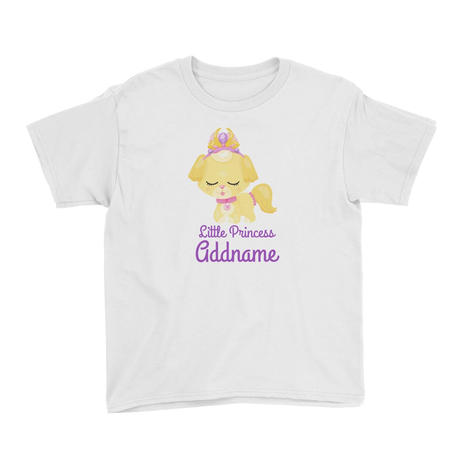 Little Princess Pets Yellow Dog with Crown Addname Kid's T-Shirt