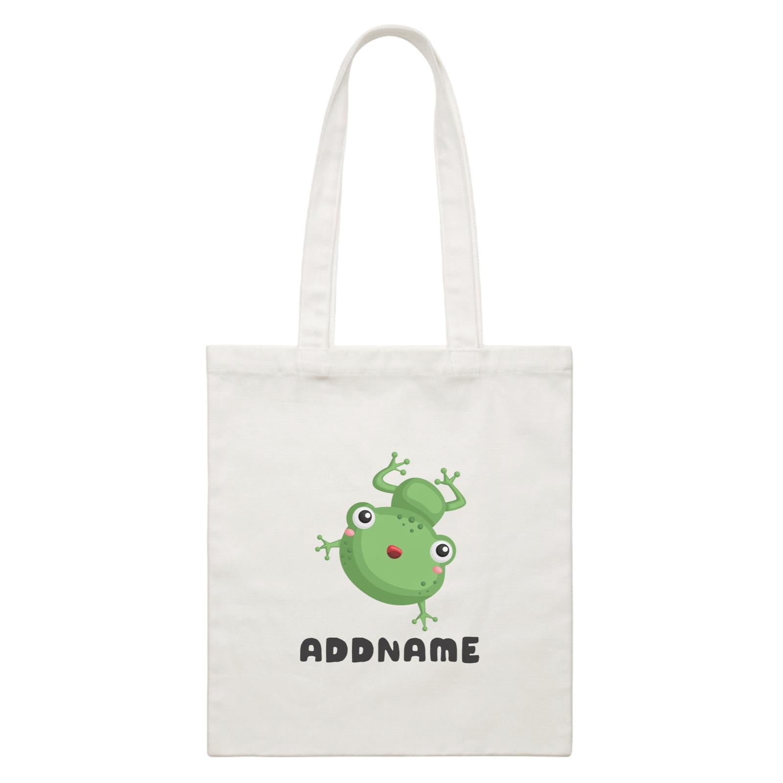 Birthday Frog Frog Happy Jumping Addname White Canvas Bag