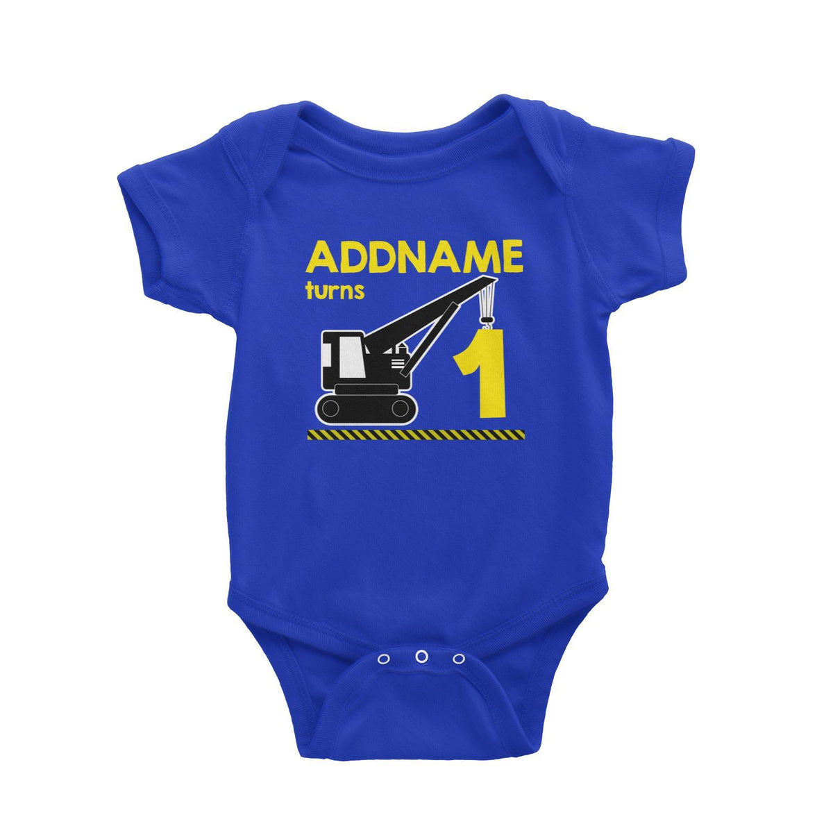 Construction Birthday Theme Crane Personalizable with Name and Number Baby Romper