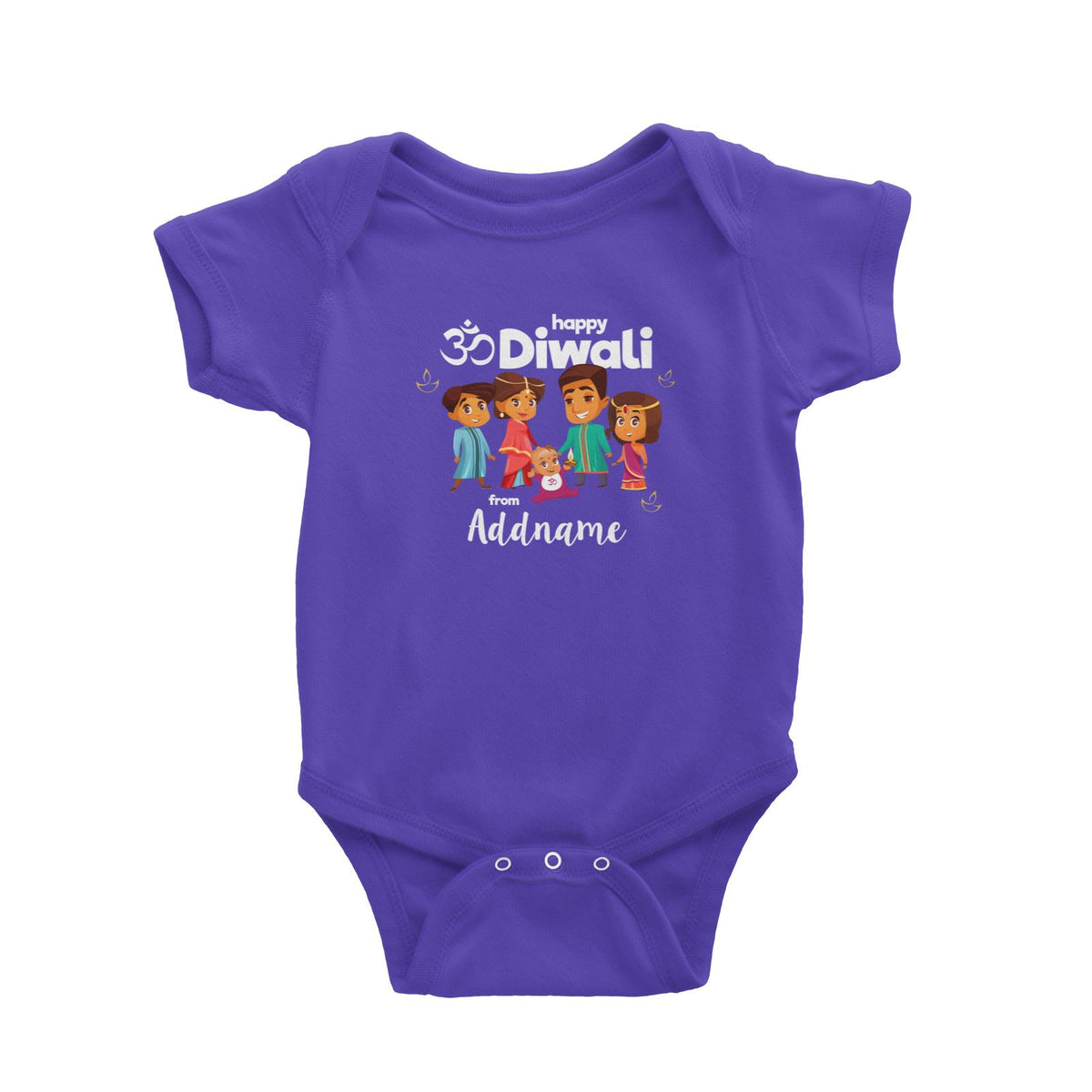 Cute Family Of Five OM Happy Diwali From Addname Baby Romper