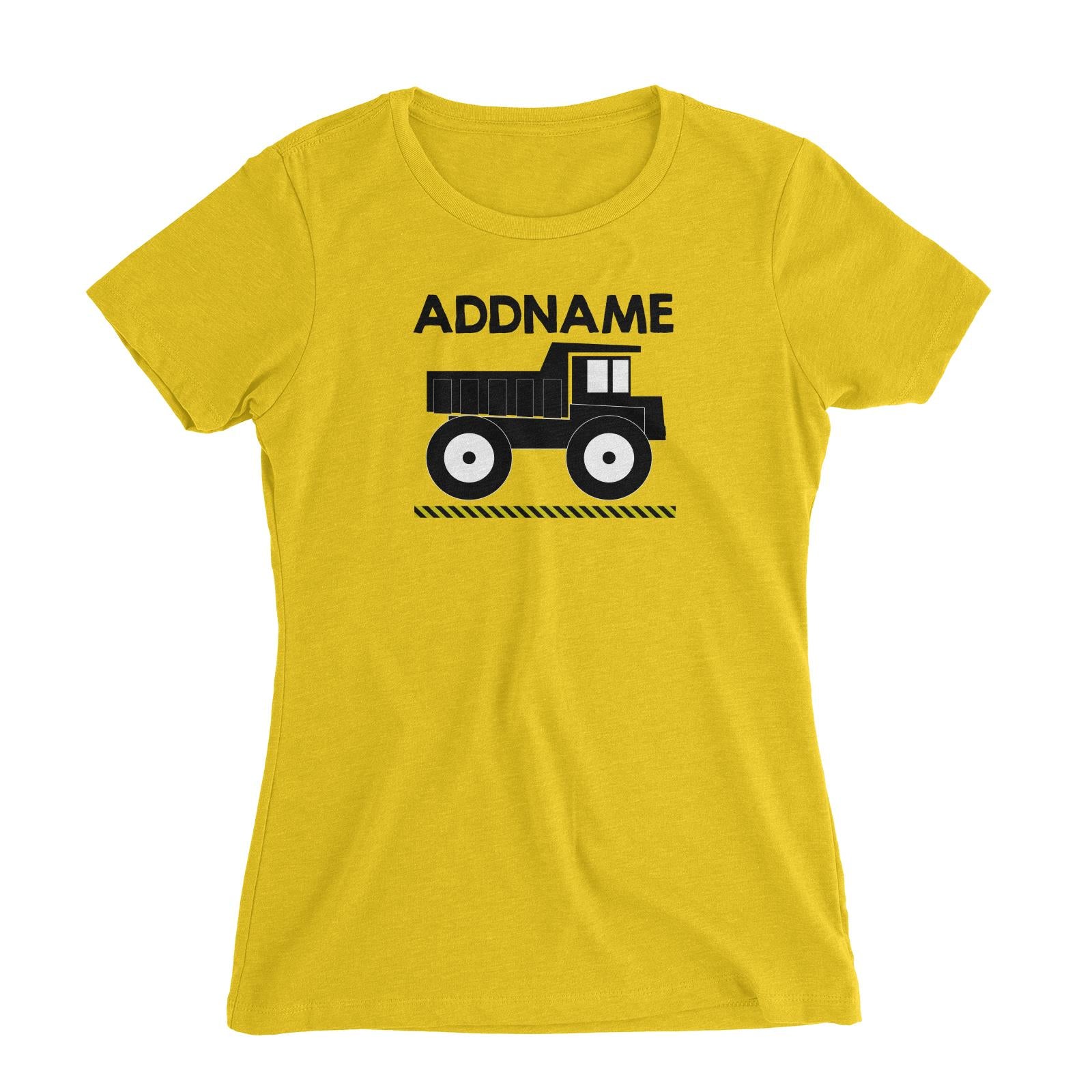 Construction Birthday Theme Truck 1 Addname Women's Slim Fit T-Shirt