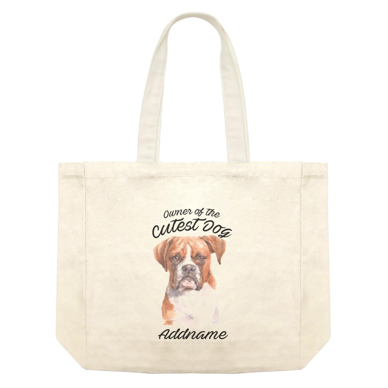Watercolor Dog Owner Of The Cutest Dog Boxer Brown Ears Addname Shopping Bag