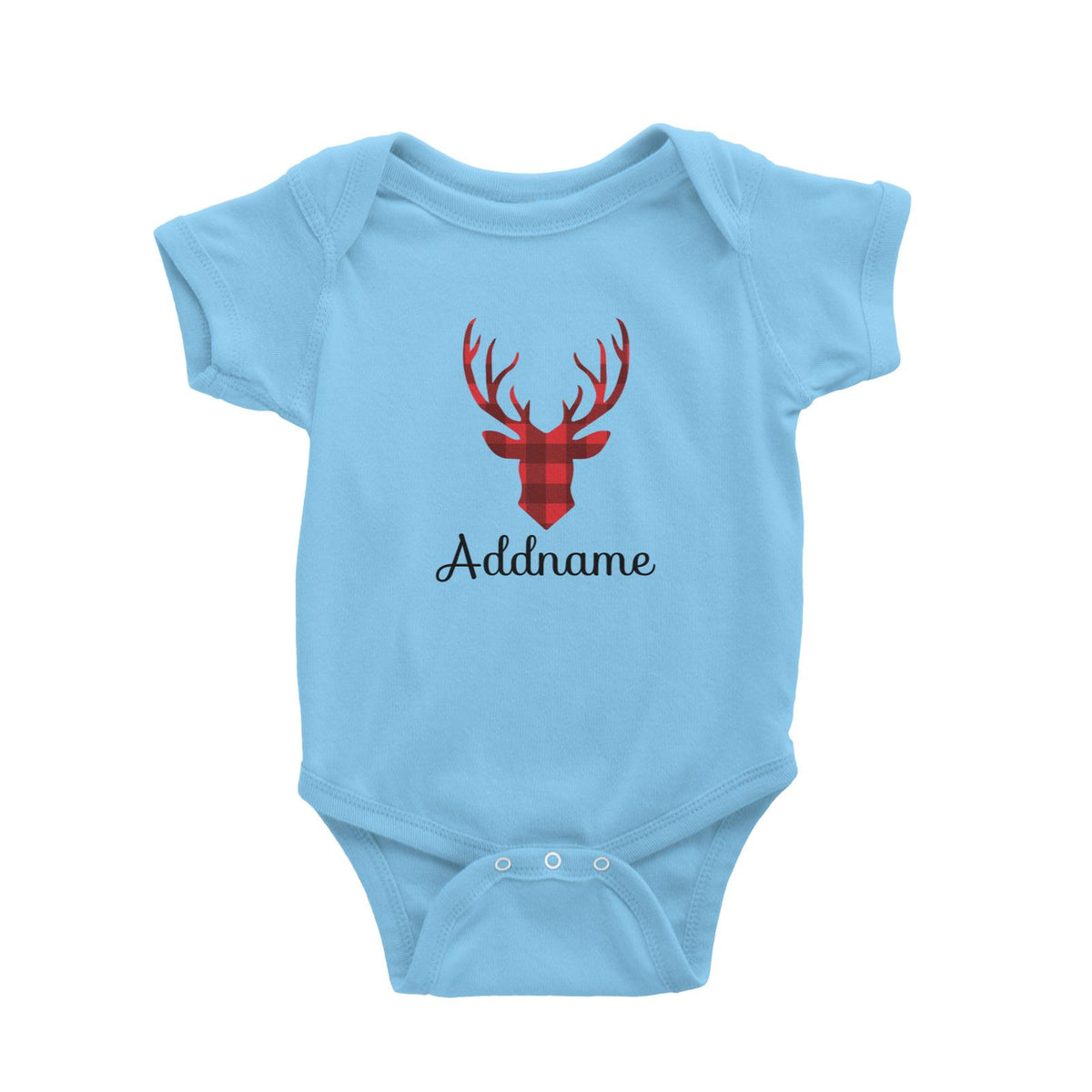 Christmas SeriesReindeer Silhouette Check Pattern Baby Romper