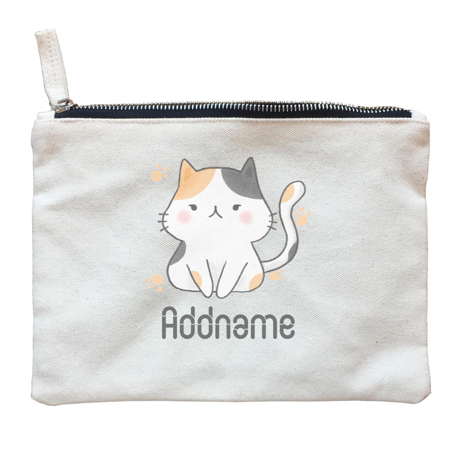 Cute Hand Drawn Style Cat Addname Zipper Pouch