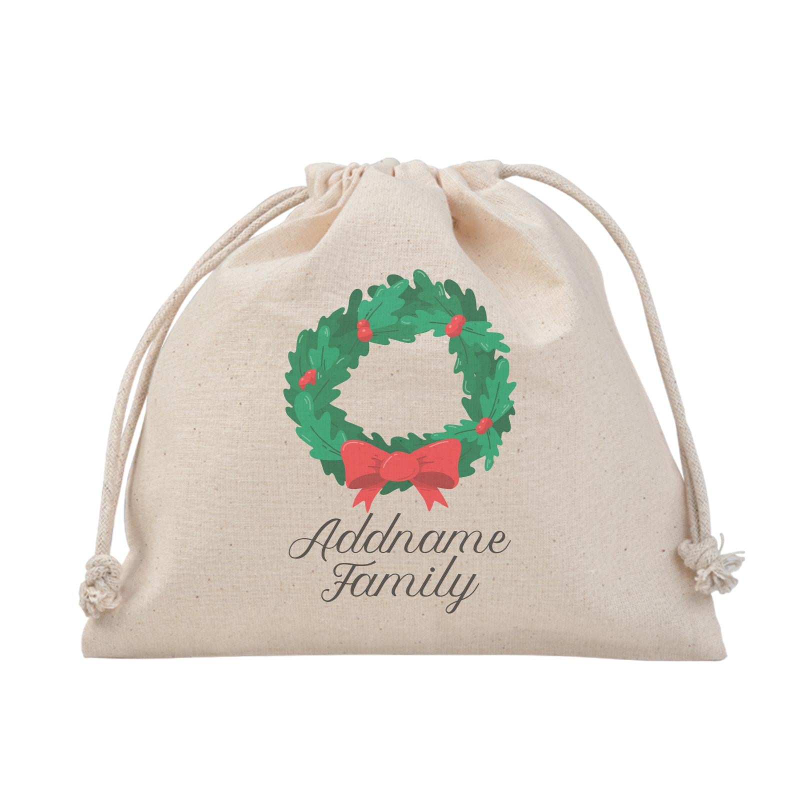 Christmas Series Wreath with Ribbon Addname Family Satchel