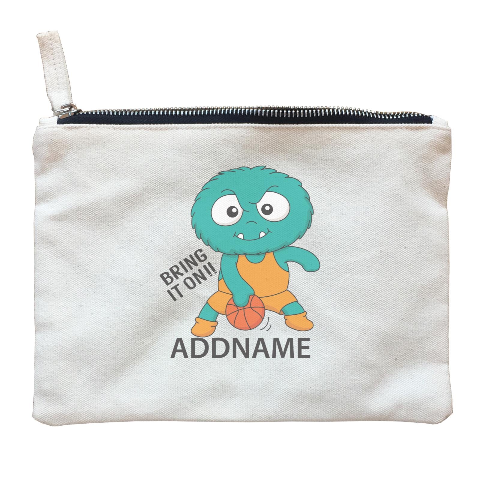 Cool Cute Monster Bring It On Basketball Monster Addname Zipper Pouch
