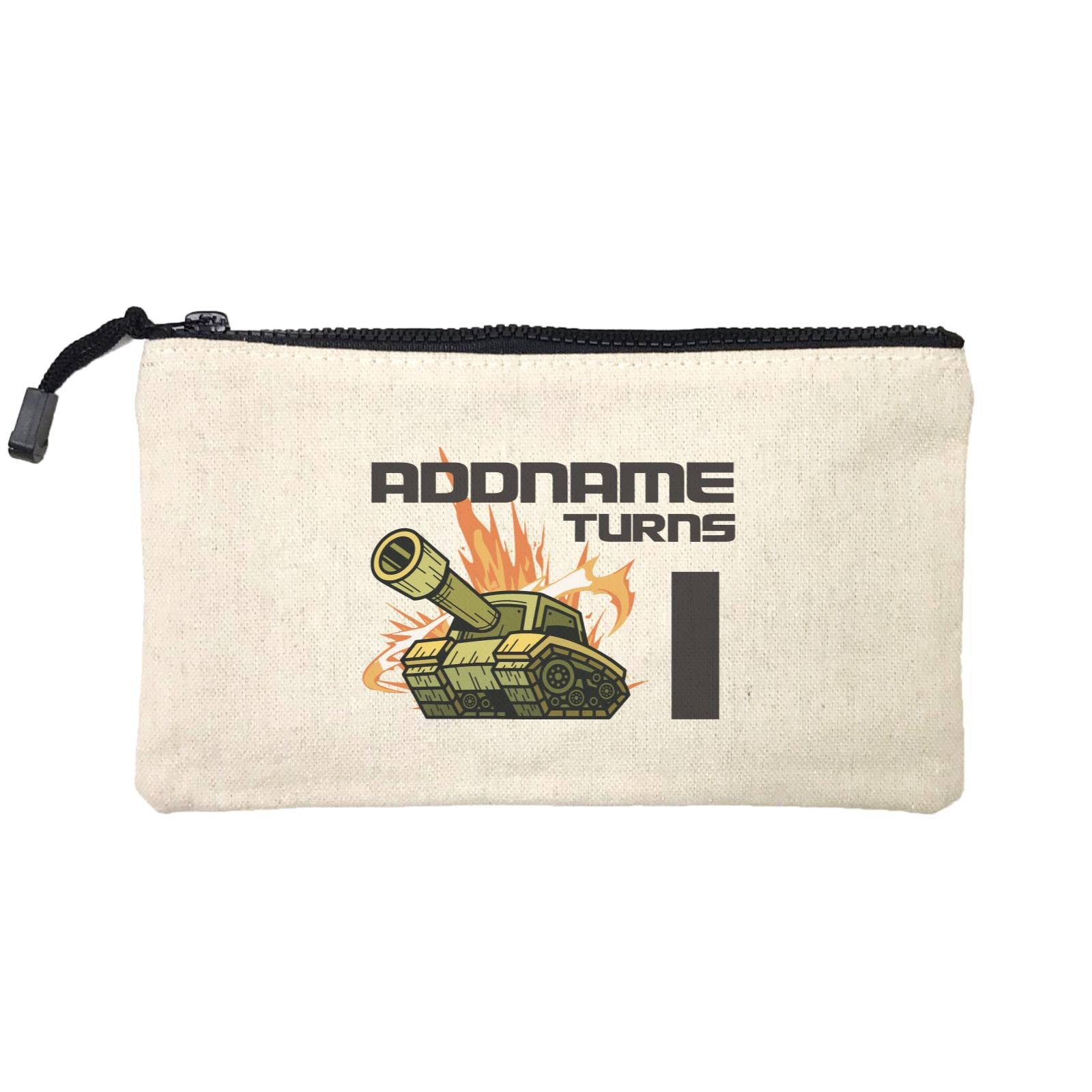 Birthday Battle Theme Tank Addname Turns 1  Mini Accessories Stationery Pouch