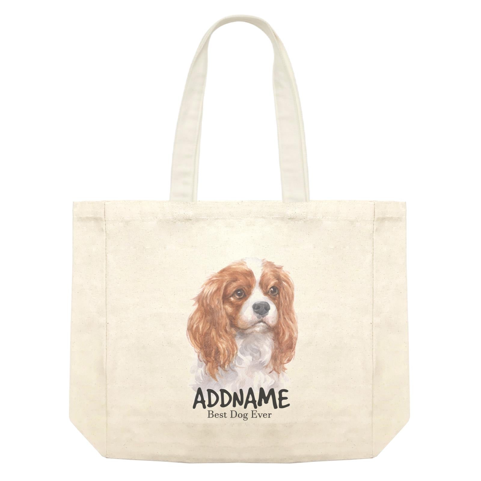 Watercolor Dog King Charles Spaniel Curly Best Dog Ever Addname Shopping Bag
