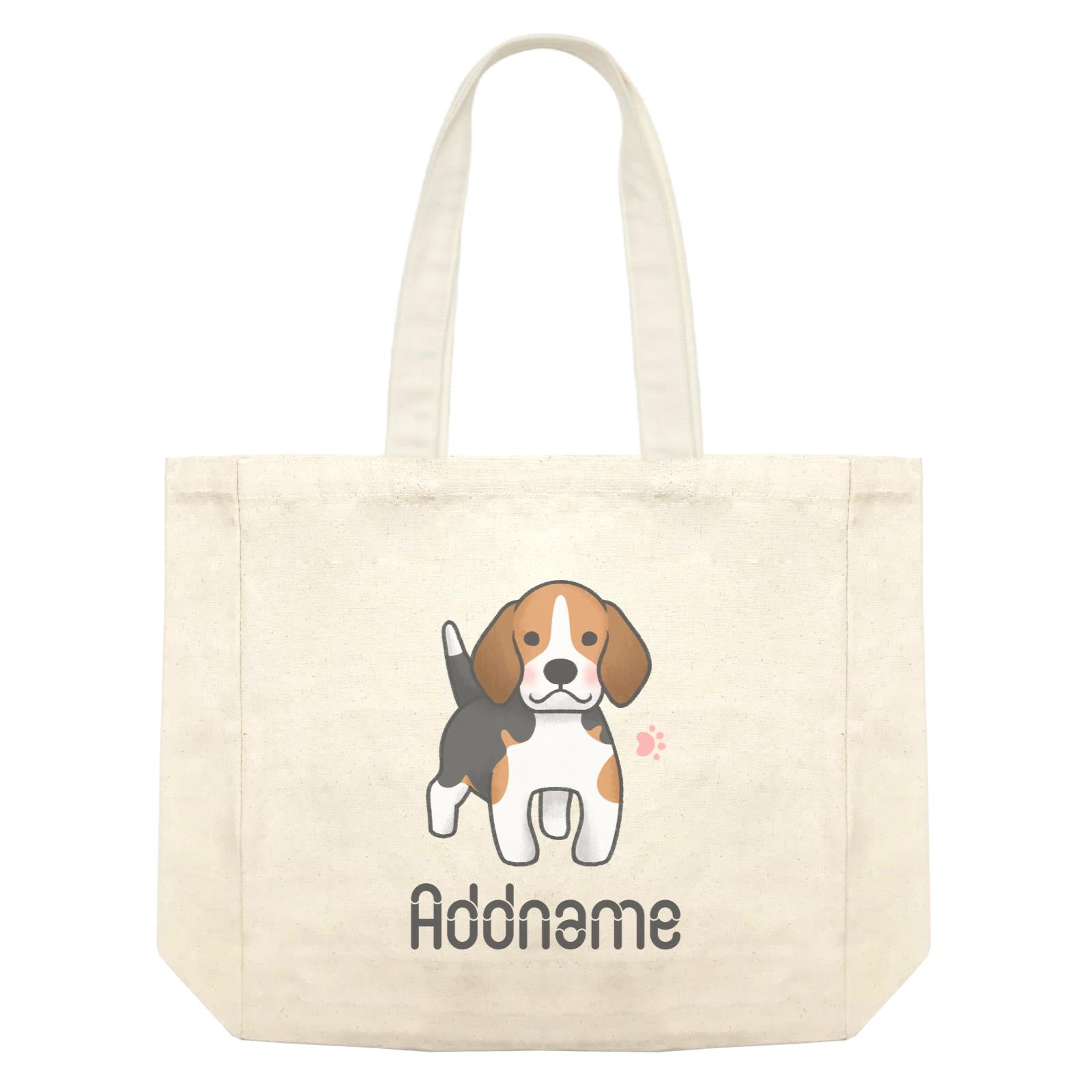 Cute Hand Drawn Style Beagle Addname Shopping Bag
