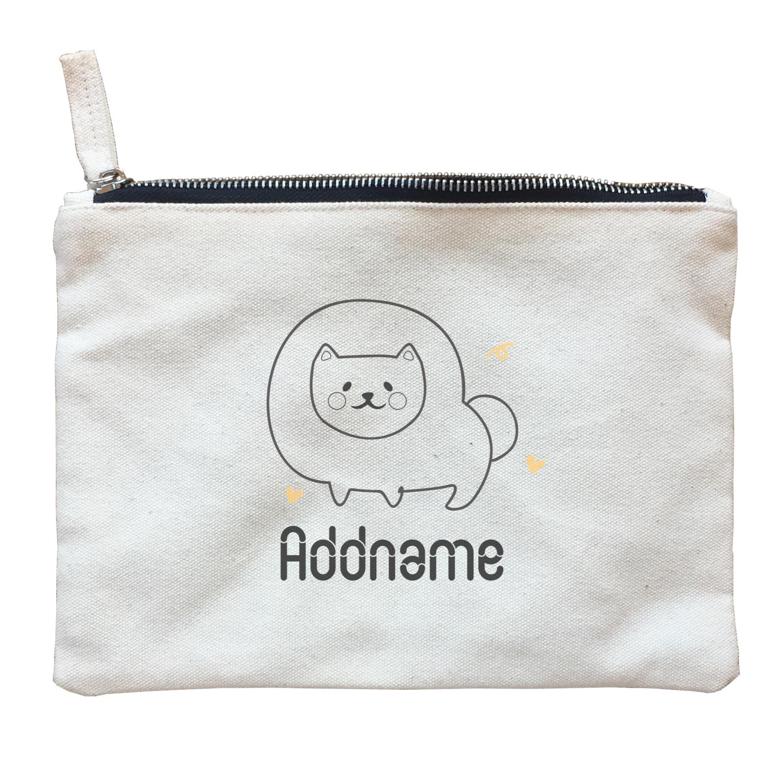 Coloring Outline Cute Hand Drawn Animals Dogs Pomeranian Addname Zipper Pouch