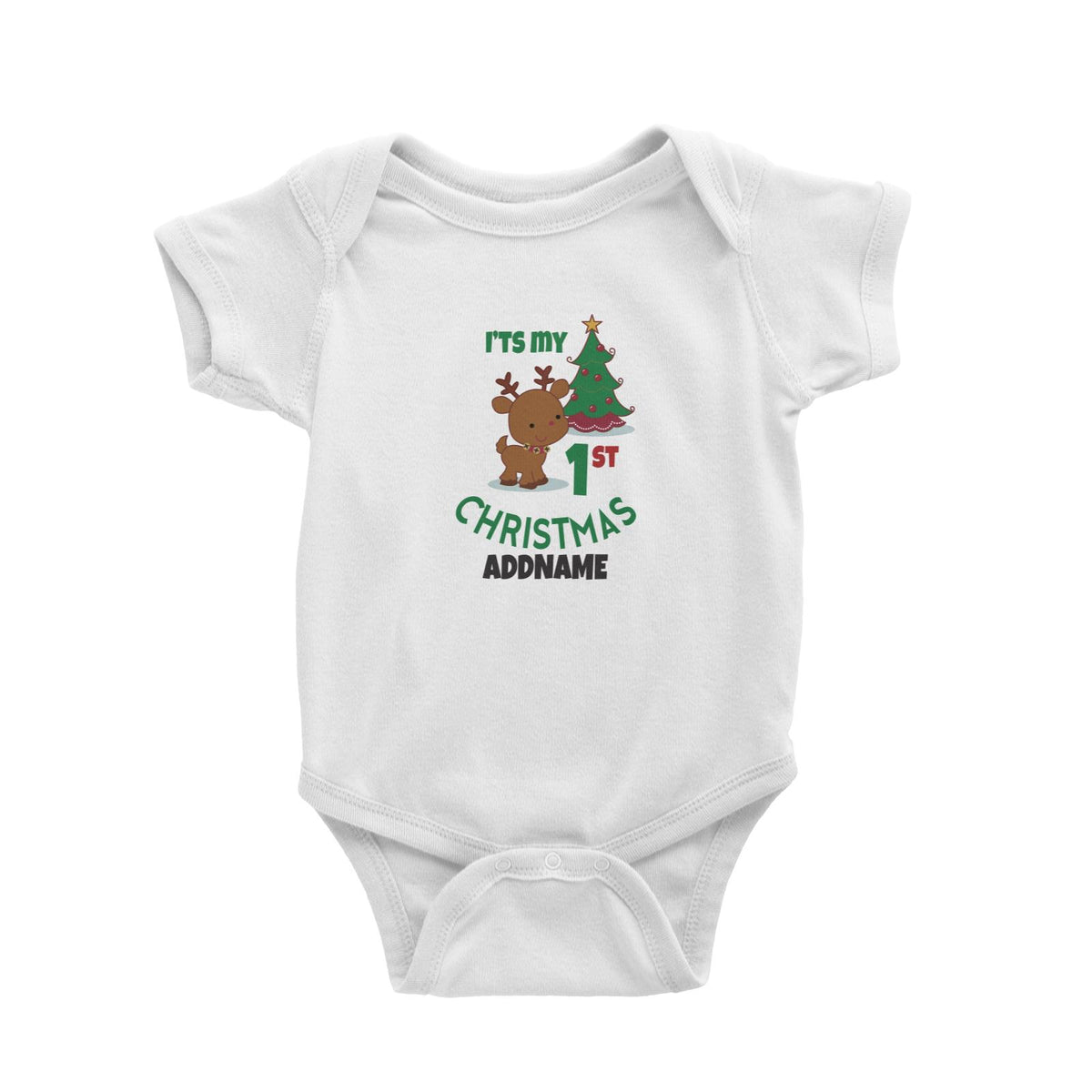 Xmas My 1st Christmas with Cute Reindeer &amp; Christmas Tree Baby Romper