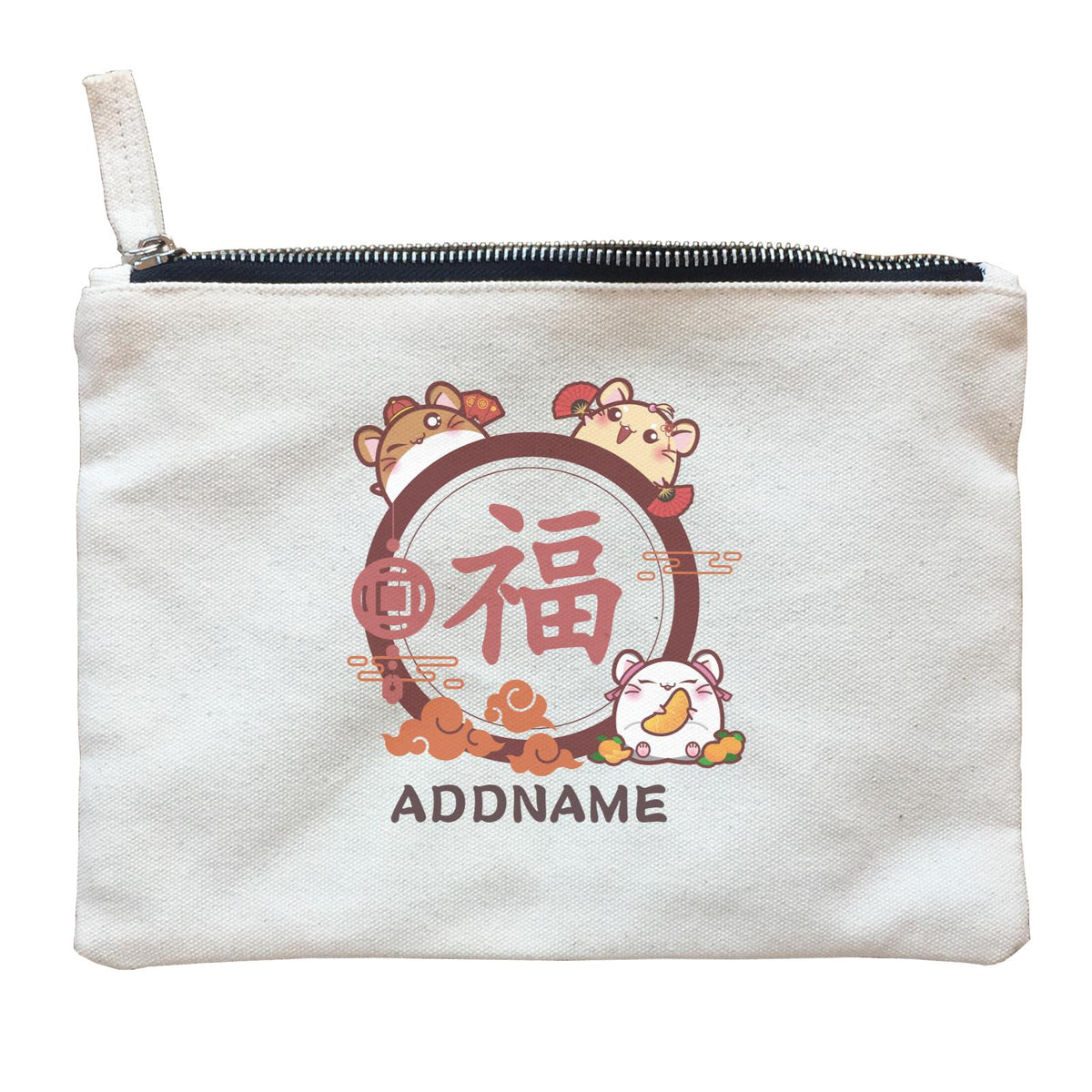 Prosperous Mouse Series Hamster Happiness Emblem Zipper Pouch
