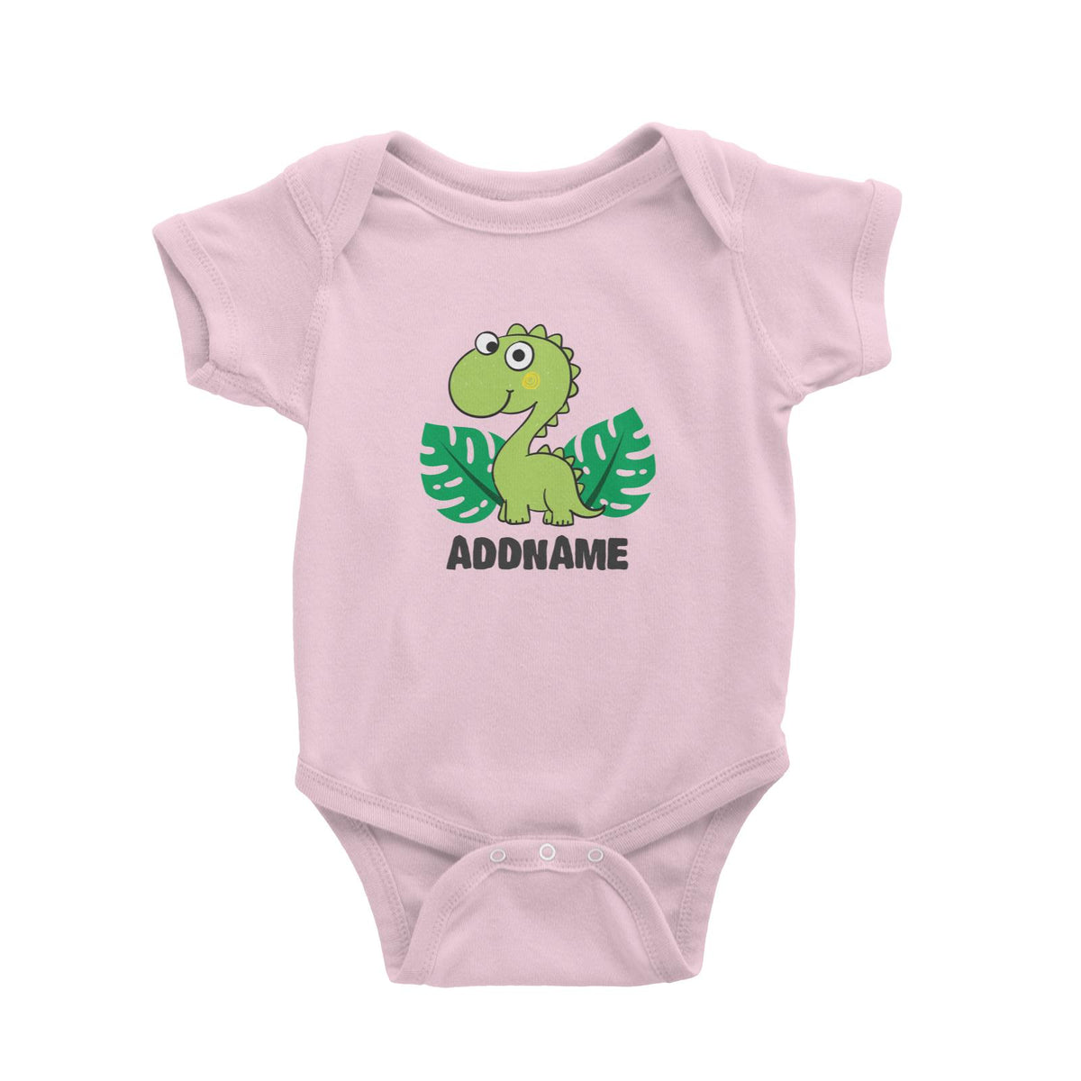 Super Cute Dinosaur With Green Leaves Baby Romper