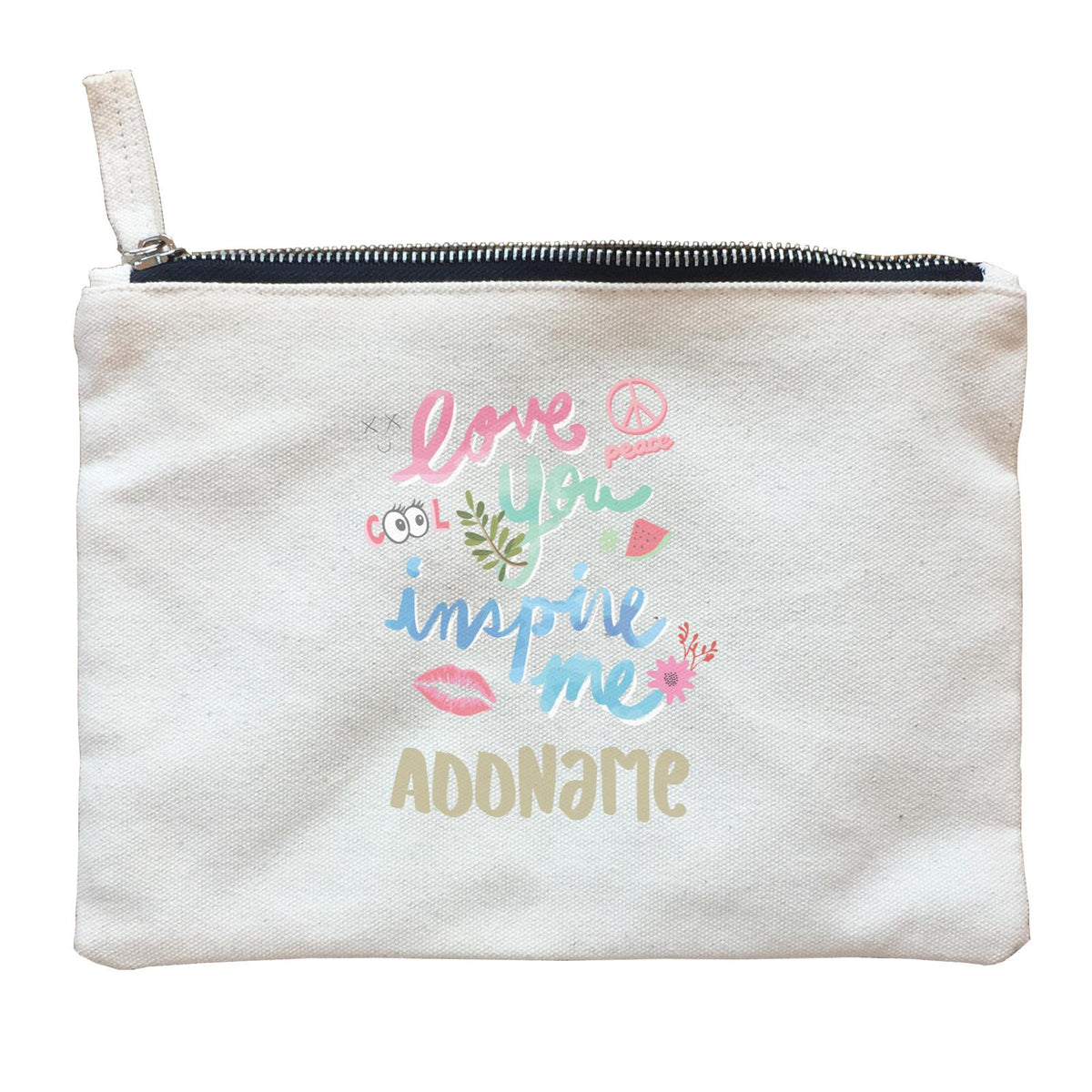 Girl Power Quotes Love You Inspire Me Cute Elements With Addnames Zipper Pouch