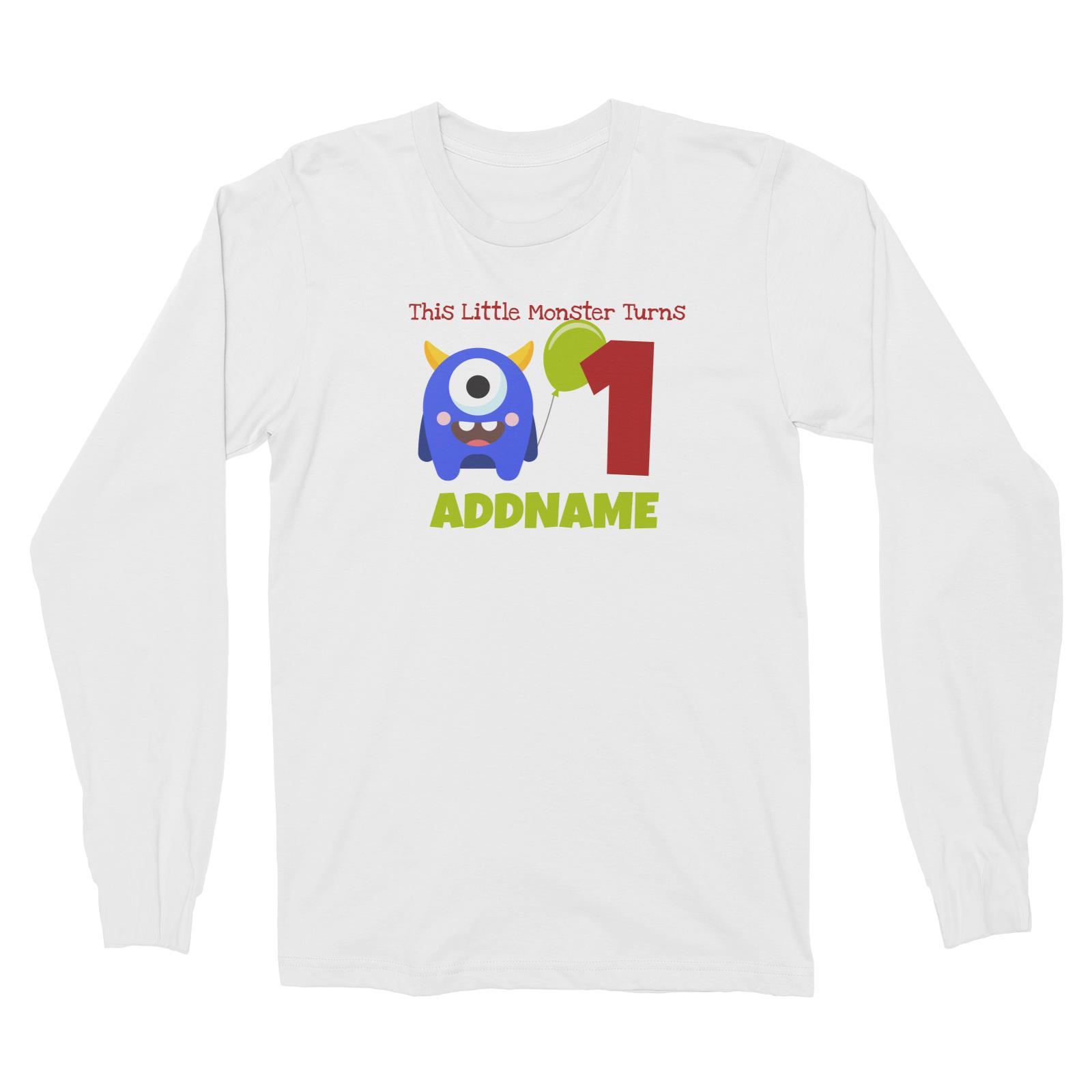 Blue Monster Birthday Theme Personalizable with Name and Number Long Sleeve Unisex T-Shirt
