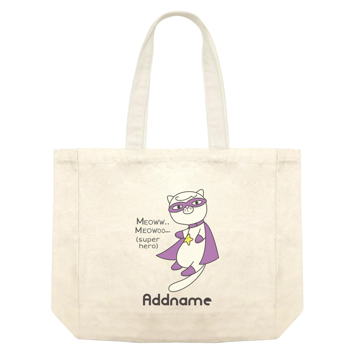 Cool Cute Animals Cats Meoww Super Hero Addname Shopping Bag