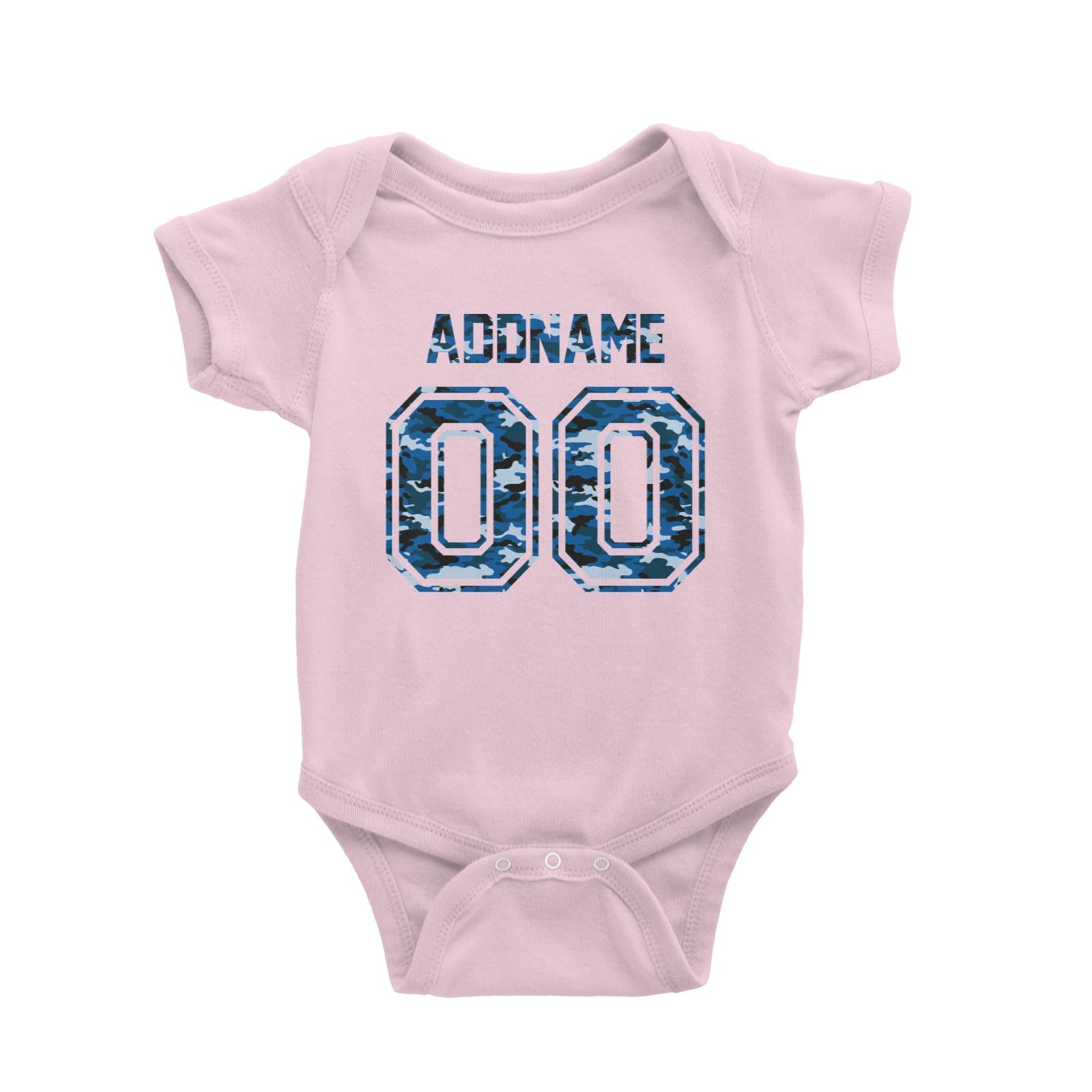 Jersey Blue Camo With Name and Number Baby Romper