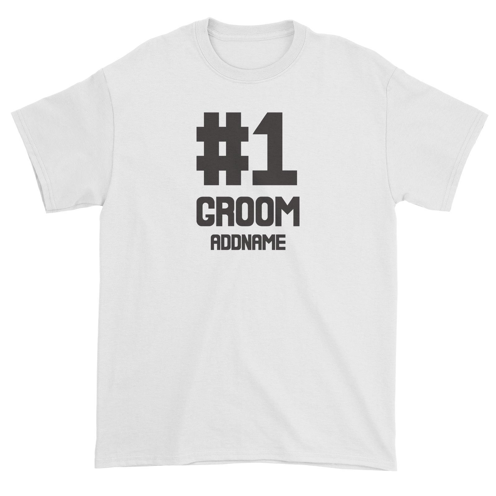 Wedding Couple Western Hashtag No 1 Groom Addname Unisex T-Shirt