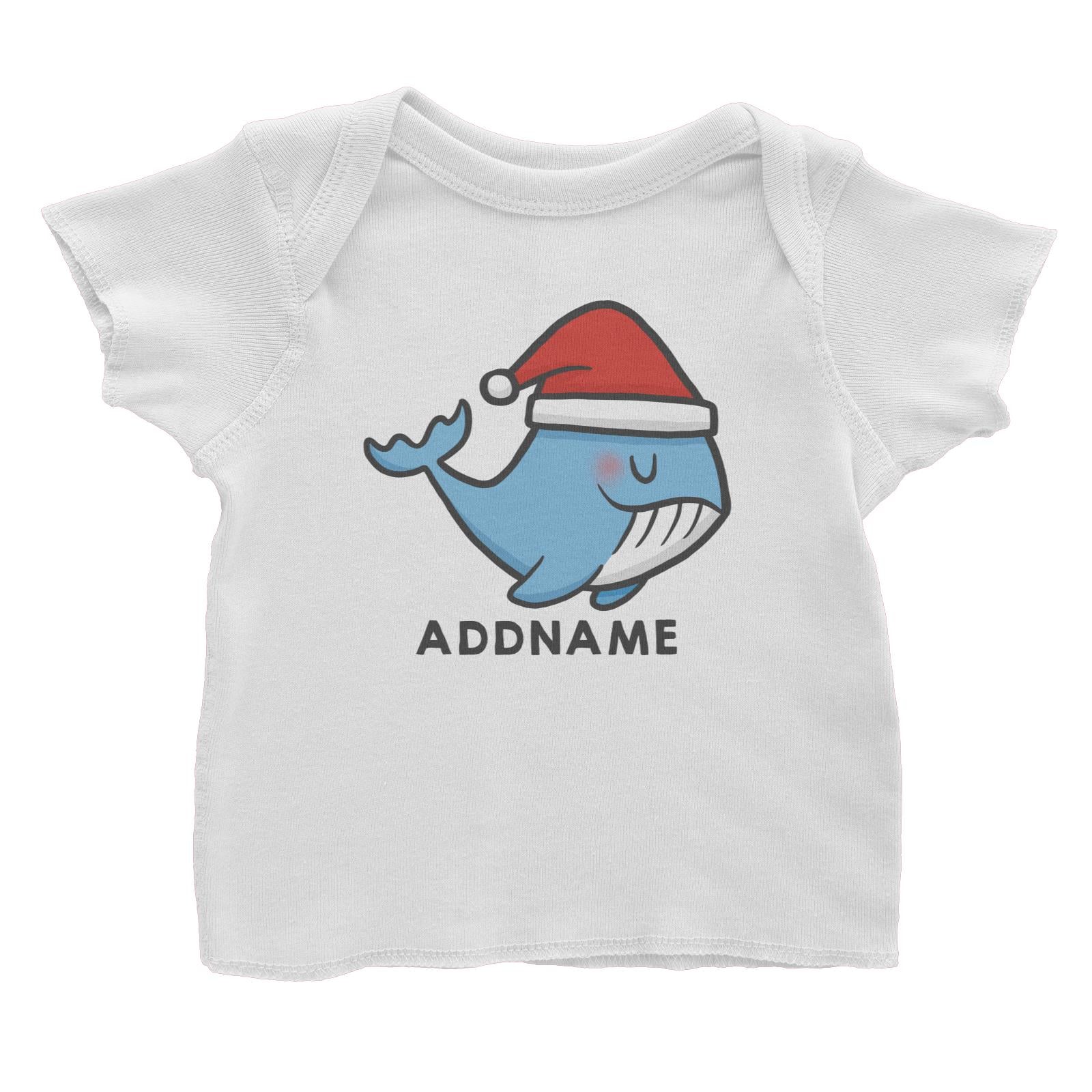 Xmas CuteWhale Christmas Hat Addname Accessories Baby T-Shirt