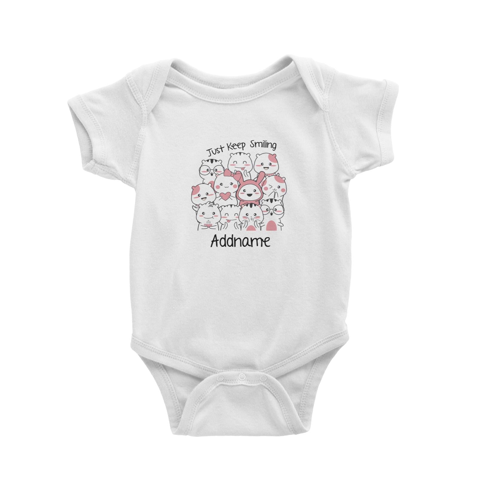 Cute Animals And Friends Series Cute Hamster Just Keep Smiling Addname Baby Romper